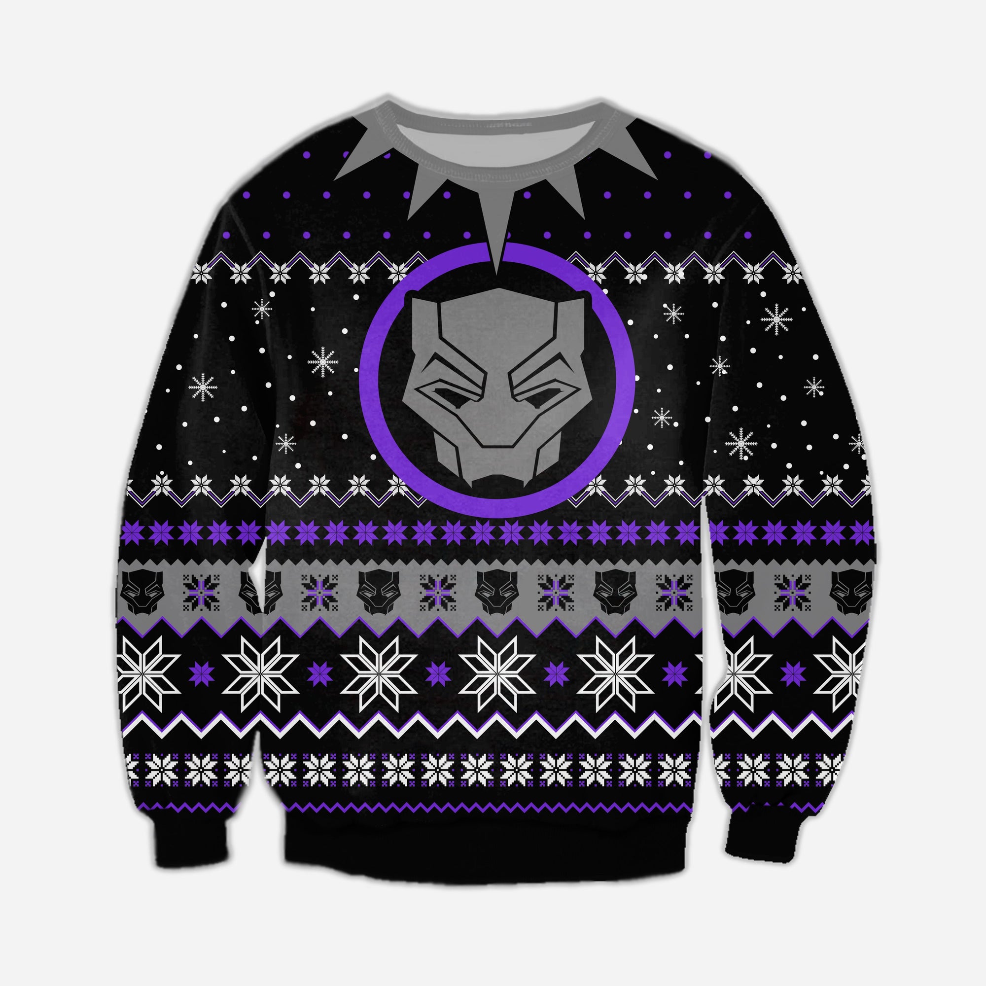 Black Panther Knitting Pattern 3D Print Ugly Sweater Hoodie All Over Printed Cint10539
