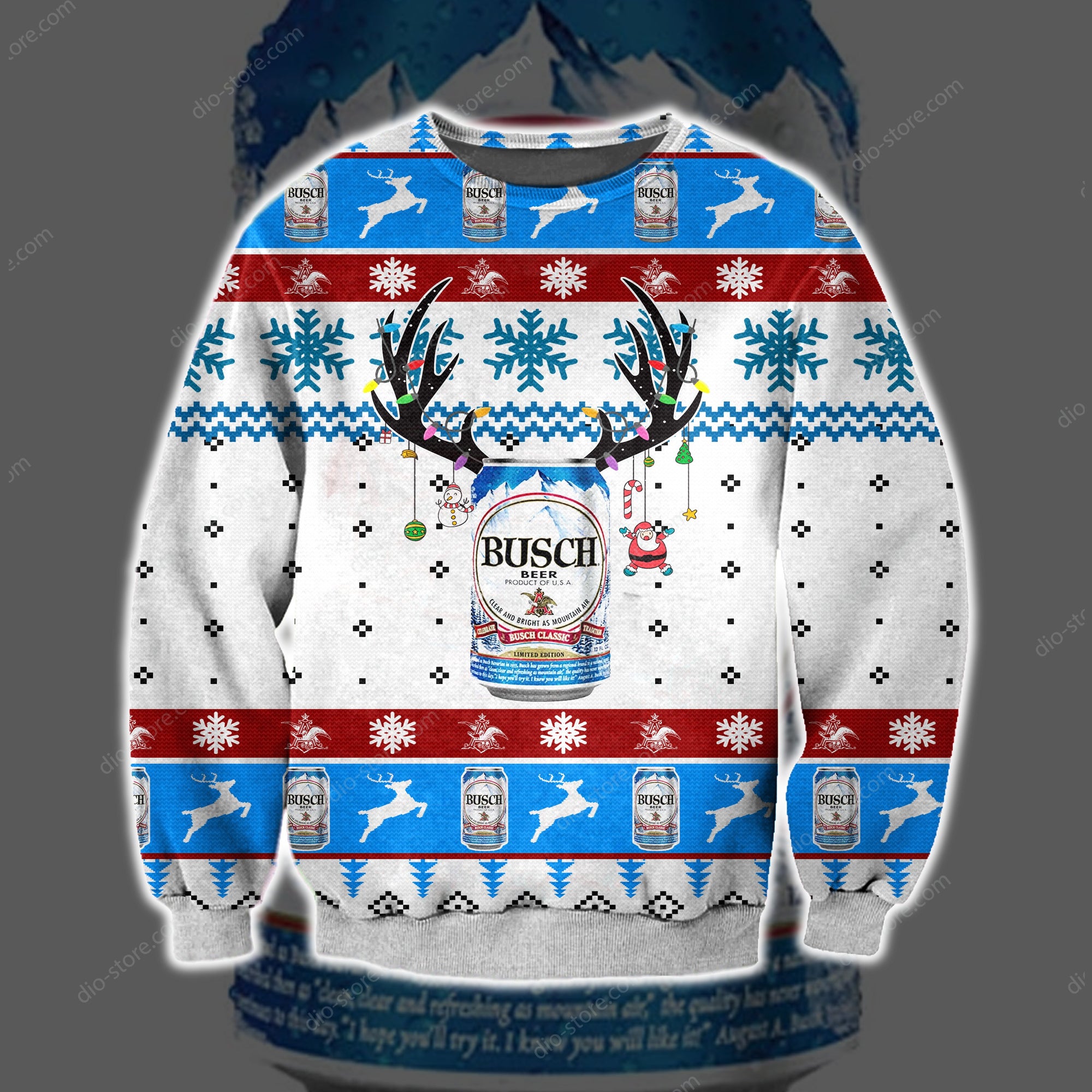 Busch Beer Knitting Pattern 3D Print Ugly Christmas Sweater Hoodie All Over Printed Cint10519