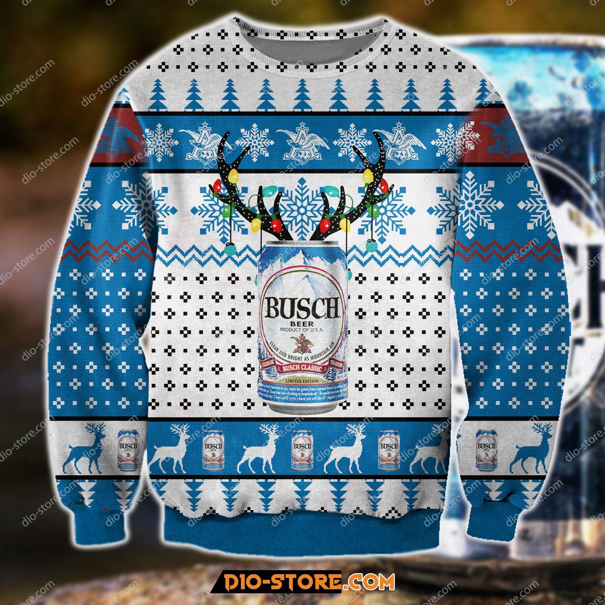 Busch Beer Knitting Pattern 3D Print Ugly Sweater Hoodie All Over Printed Cint10391