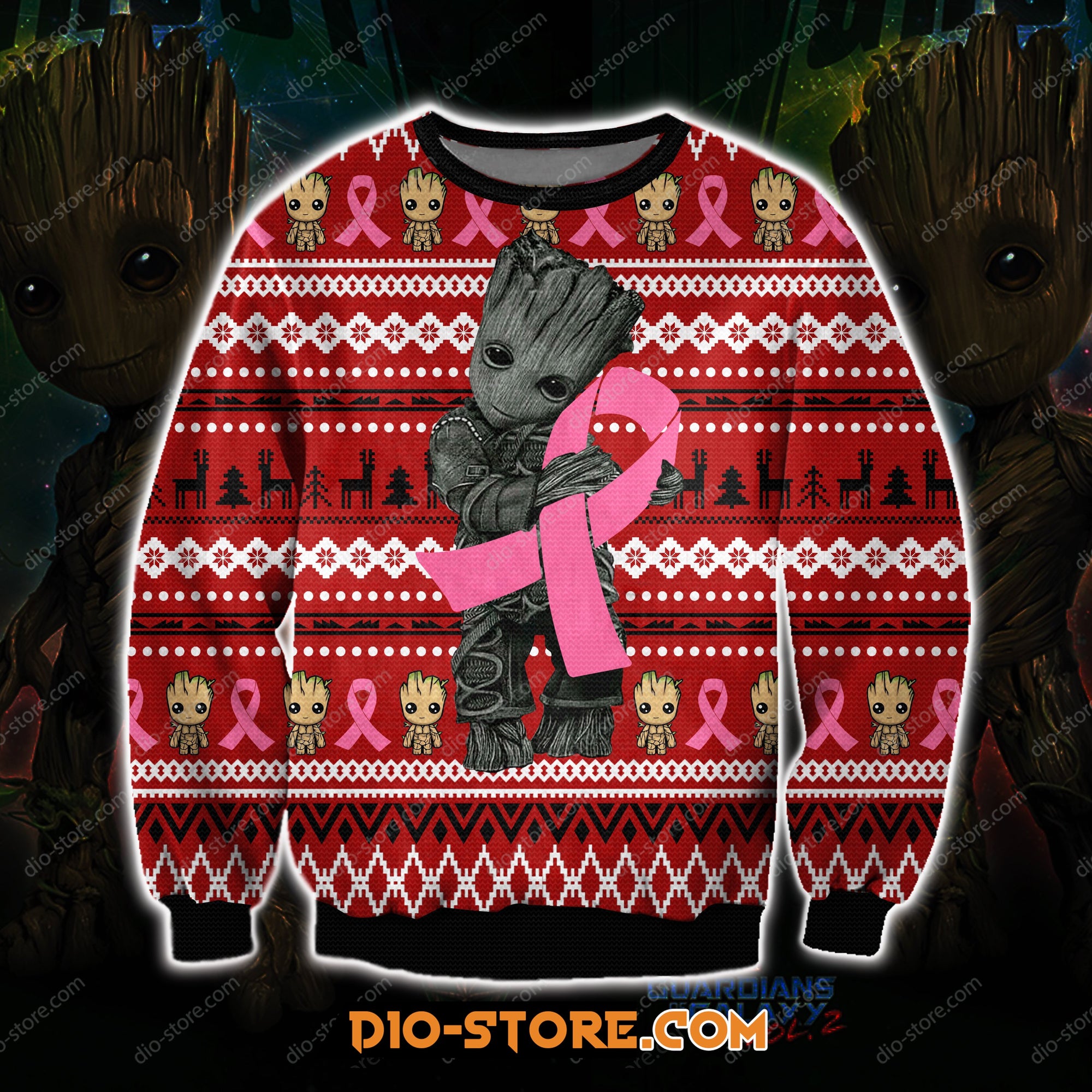 Cancer With Groot 3D Print Ugly Christmas Sweatshirt Hoodie All Over Printed Cint10018