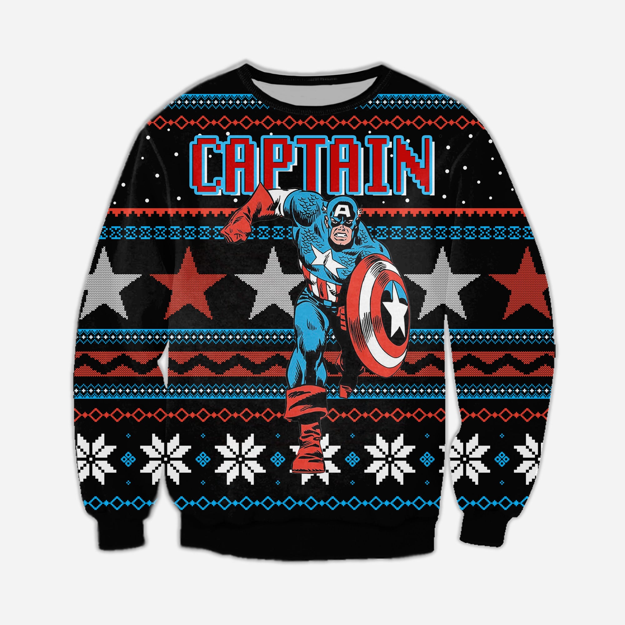 Captain America Knitting Pattern 3D Print Ugly Sweater Hoodie All Over Printed Cint10538
