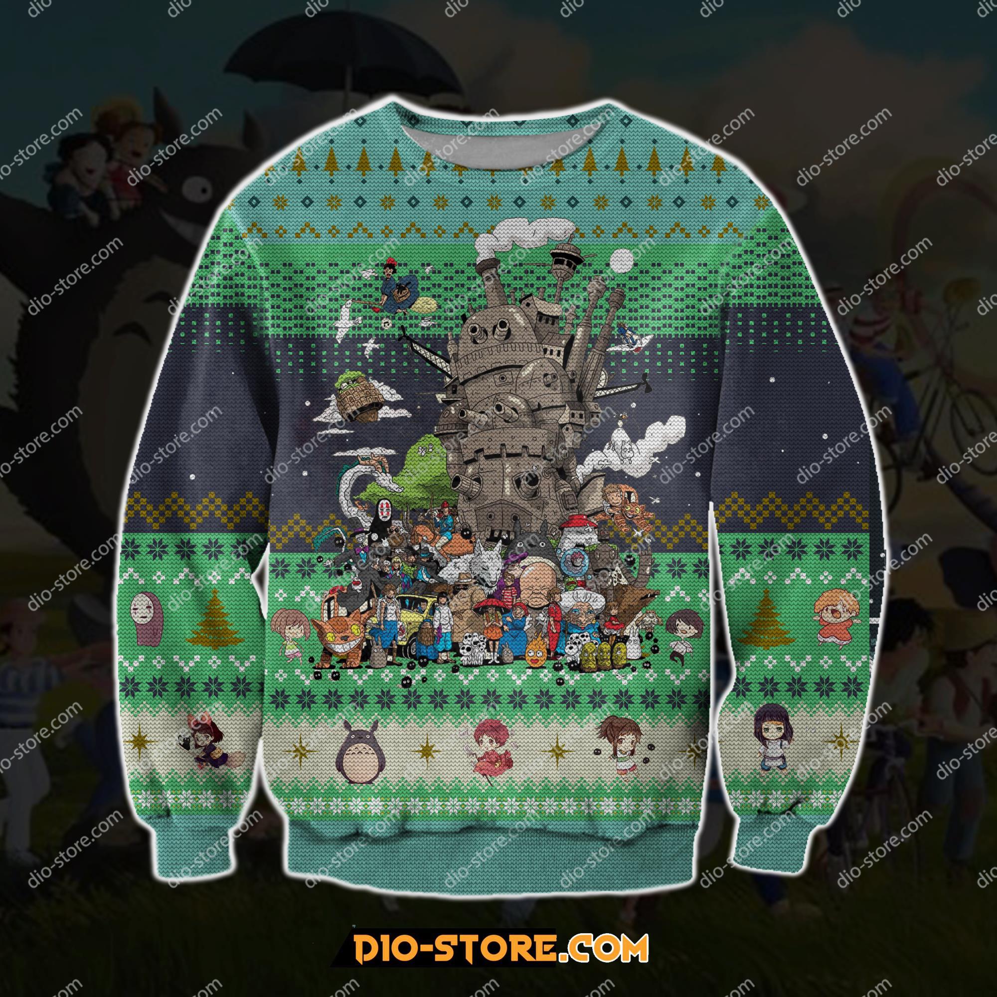 Ghibli Studio Characters 3D Print Ugly Christmas Sweatshirt Hoodie All Over Printed Cint10130