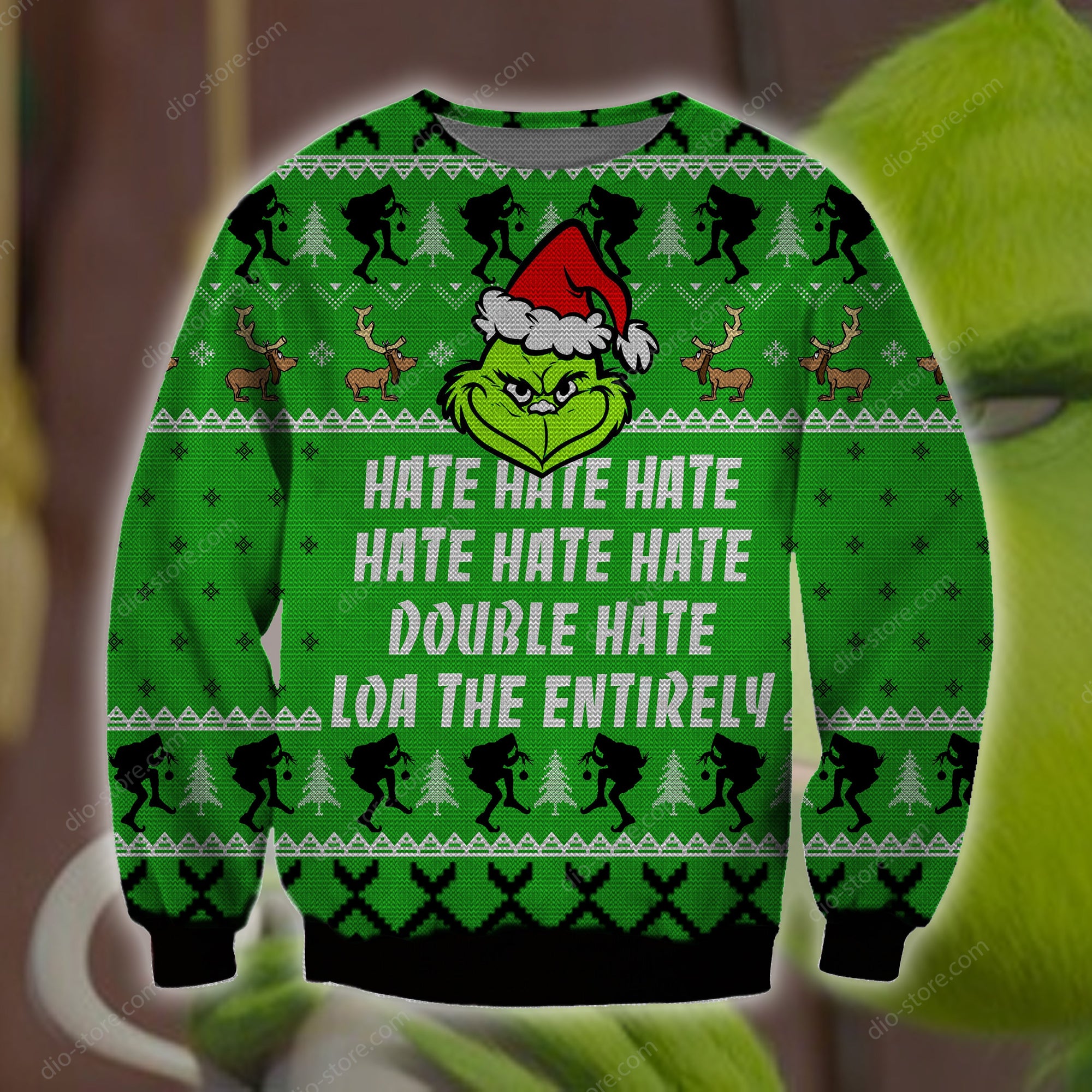 Grinch Hate Hate Hate Knitting Pattern 3D Print Ugly Christmas Sweater Hoodie All Over Printed Cint10513
