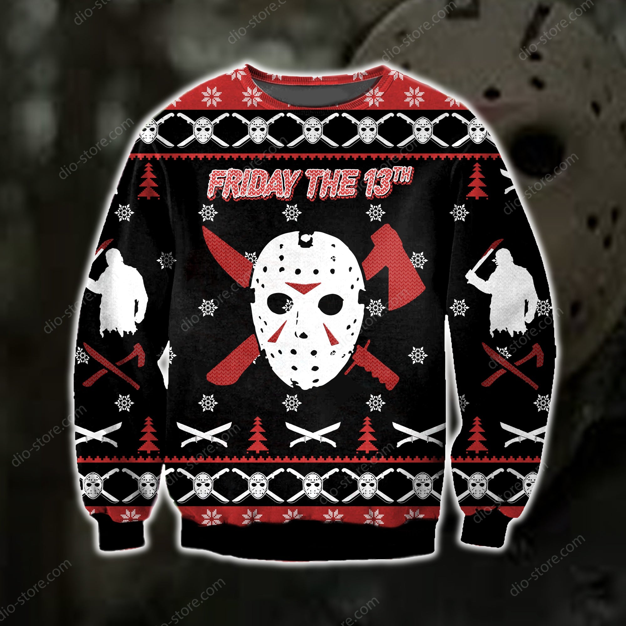 Jason- Friday The 13Th Knitting Pattern 3D Print Ugly Sweater Hoodie All Over Printed Cint10493