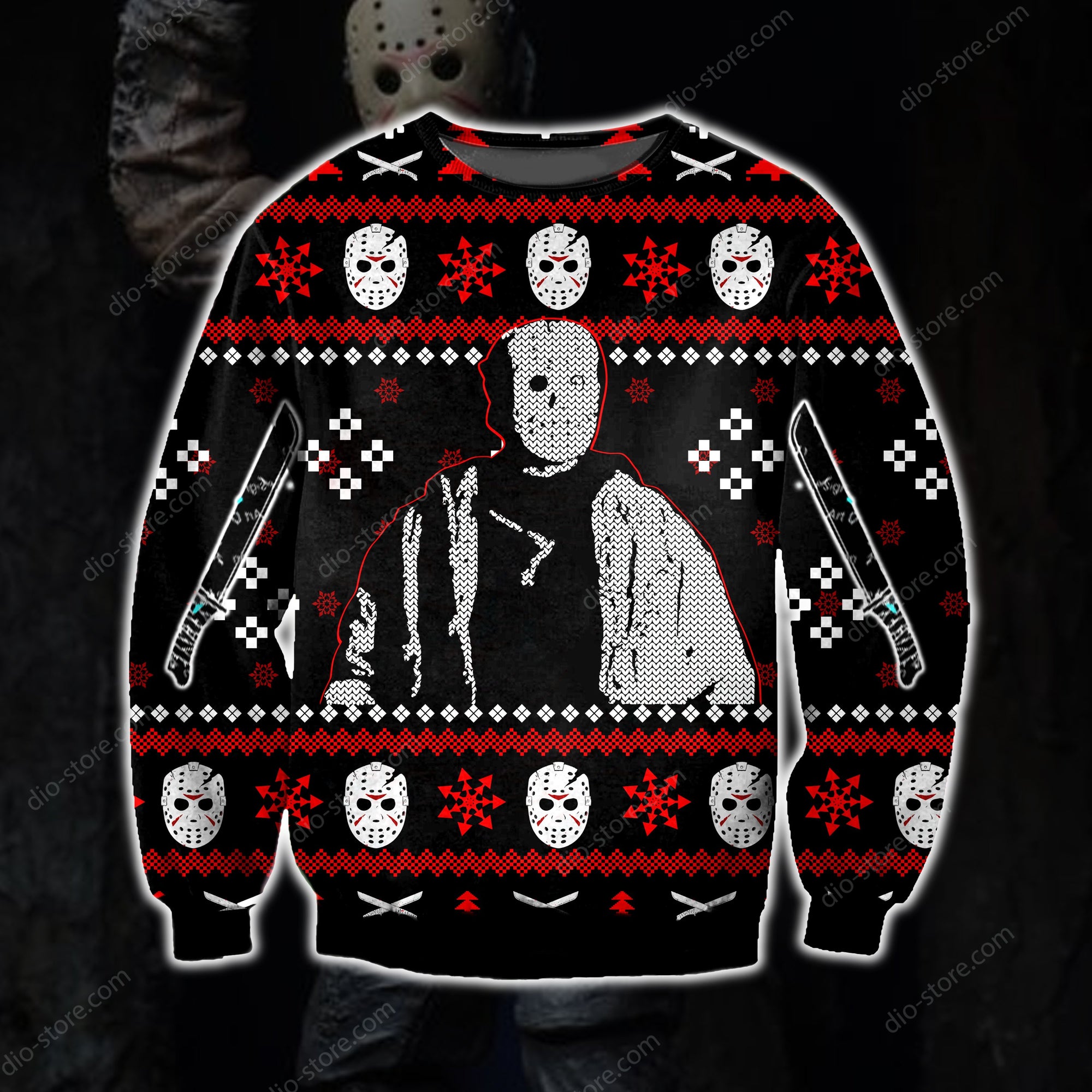 Jason Voorhees Knitting Pattern 3D Print Ugly Sweater Hoodie All Over Printed Cint10492
