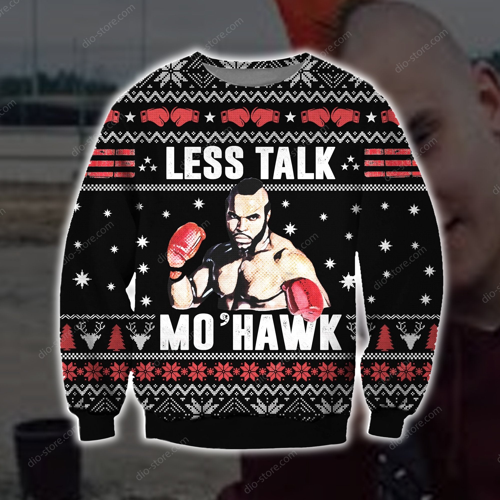Less Talk More Mohawk Knitting Pattern 3D Print Ugly Christmas Sweater Hoodie All Over Printed Cint10621