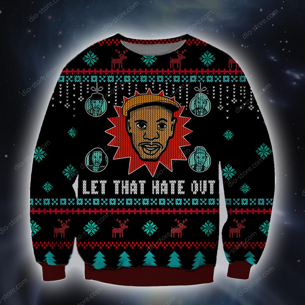 Let That Hate Out Knitting Pattern 3D Print Ugly Christmas Sweater Hoodie All Over Printed Cint10715