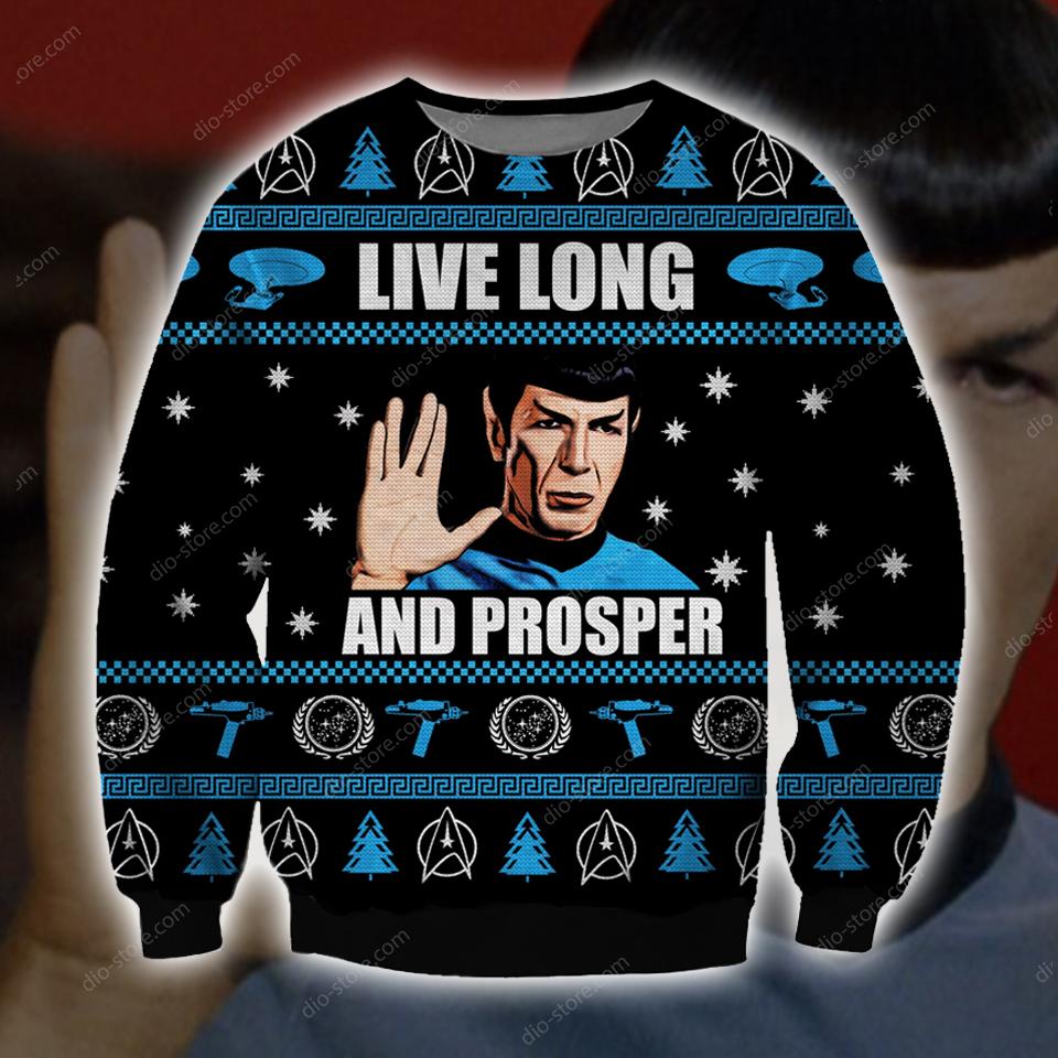 Live Long And Prosper Knitting Pattern 3D Print Ugly Christmas Sweater Hoodie All Over Printed Cint10677