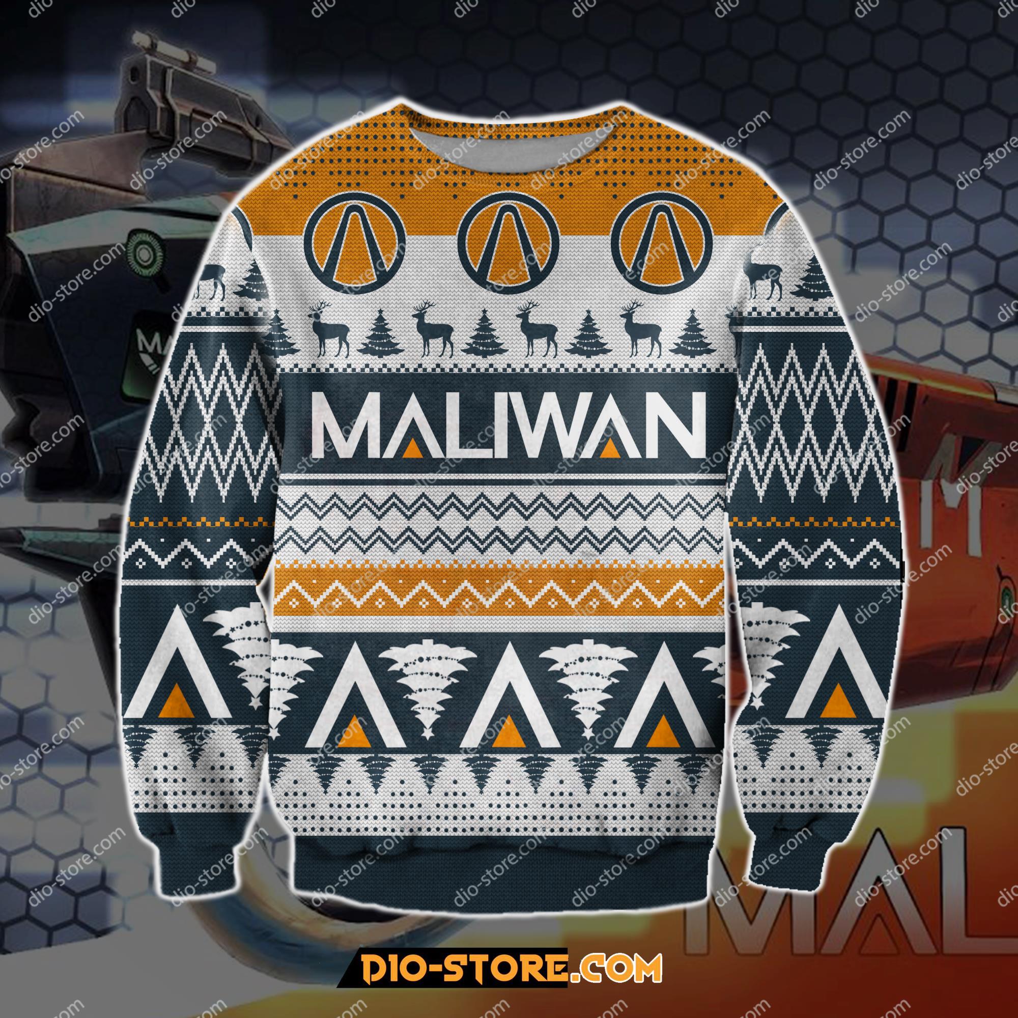 Maliwan Borderlands 3D Knitting Pattern Print Ugly Christmas Sweater Hoodie All Over Printed Cint10196