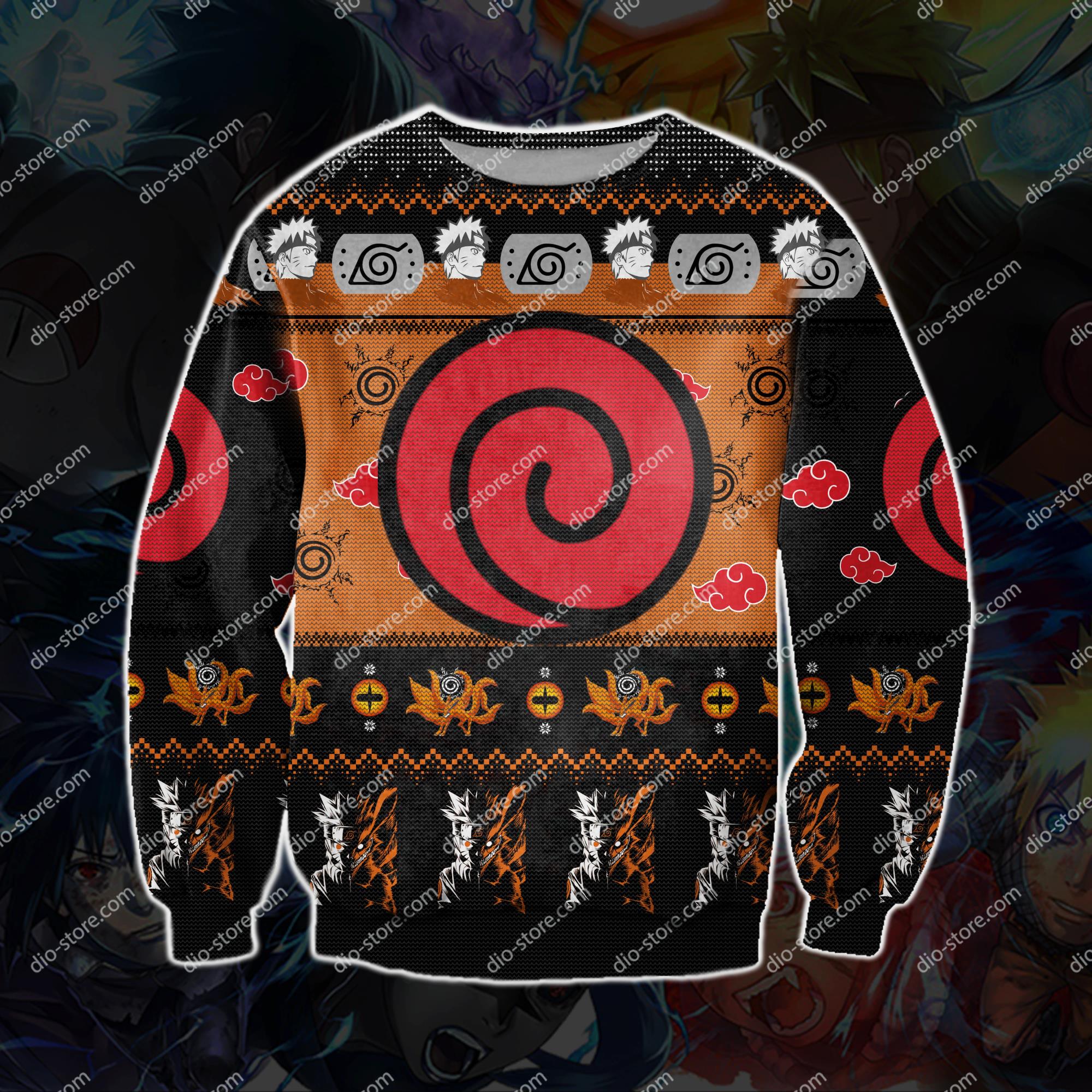 Naruto Knitting Pattern 3D Print Ugly Christmas Sweatshirt Hoodie All Over Printed Cint10148