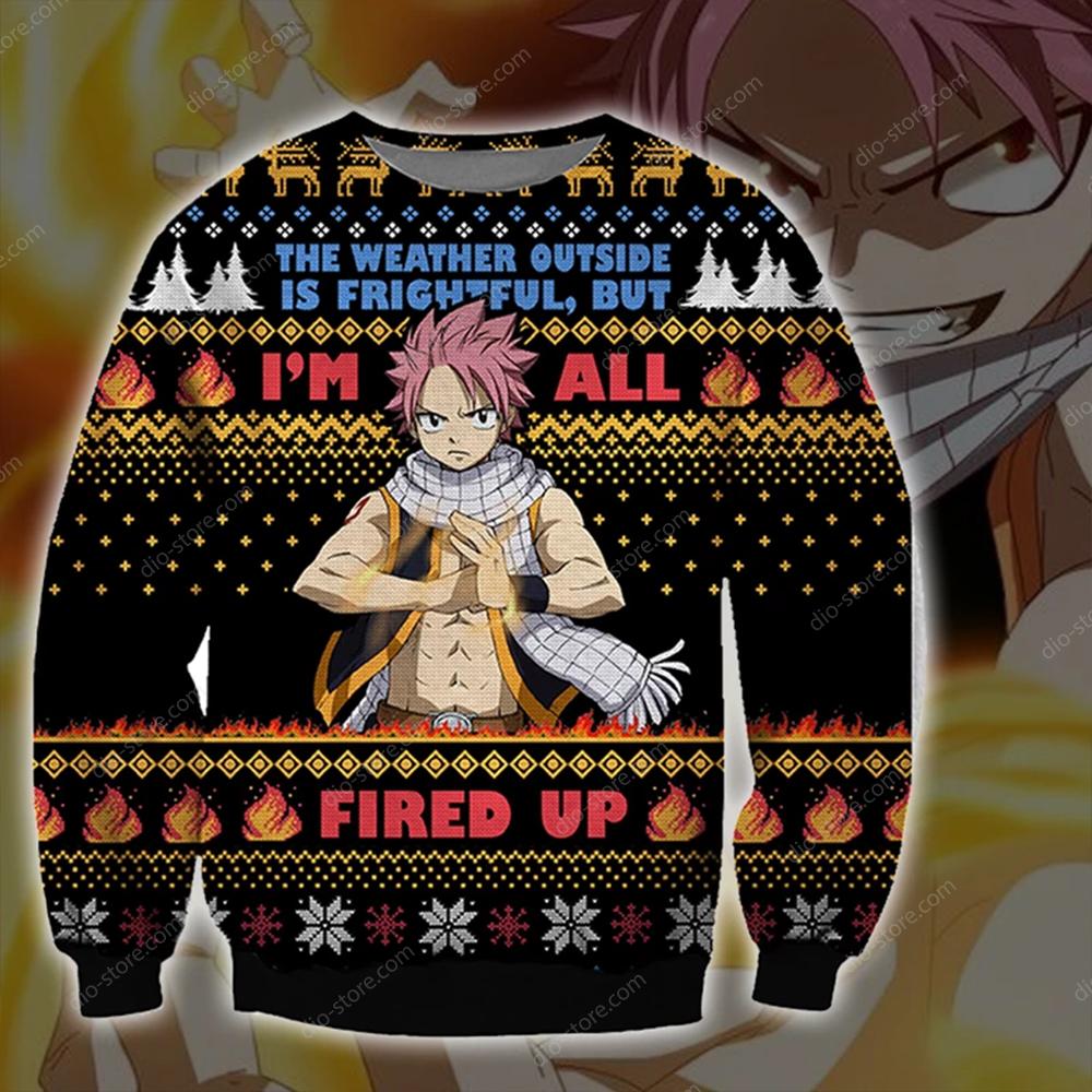 Natsu Dragneel Knitting Pattern 3D Print Ugly Sweater Hoodie All Over Printed Cint10541