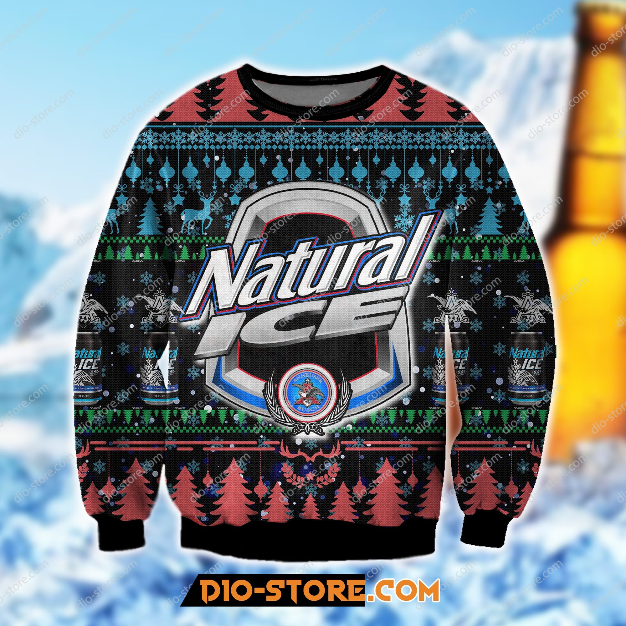 Natural Ice Beer Knitting Pattern 3D Print Ugly Sweatshirt Hoodie All Over Printed Cint10418