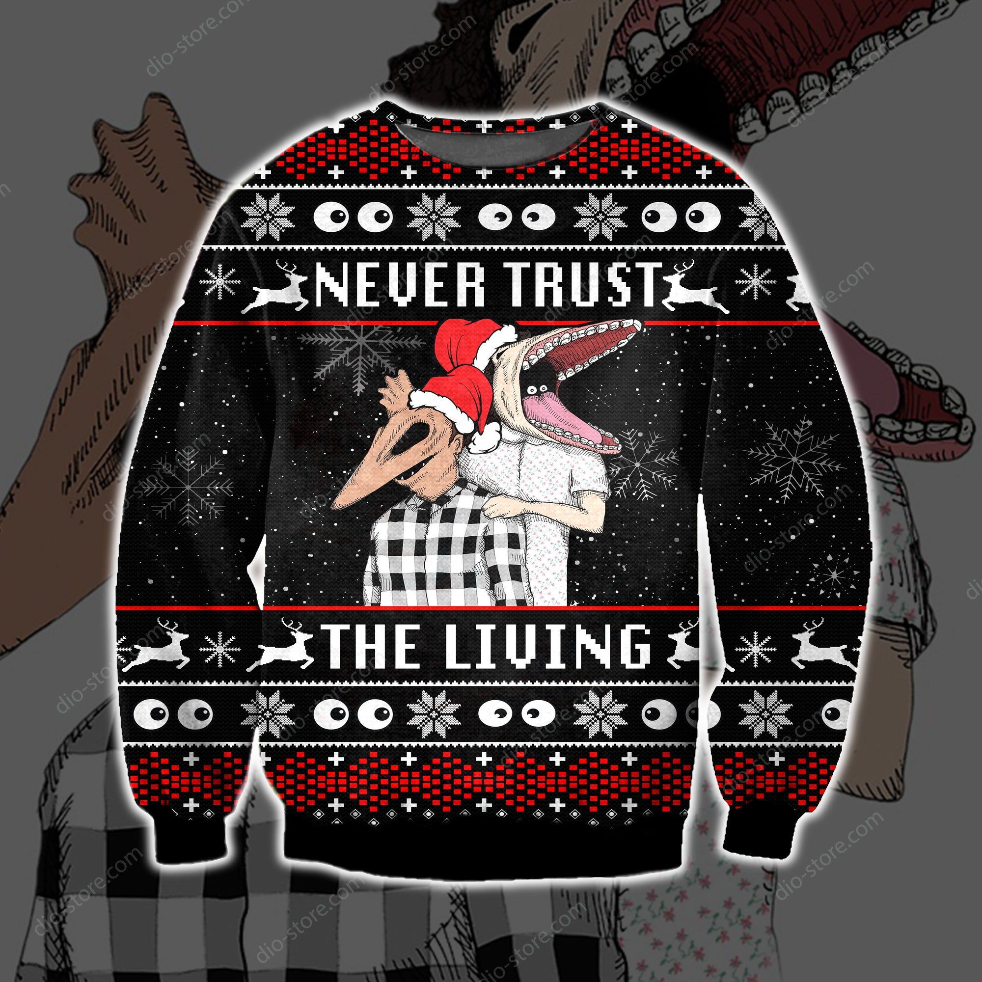 Never Trust The Living Knitting Pattern 3D Print Ugly Sweater Hoodie All Over Printed Cint10526