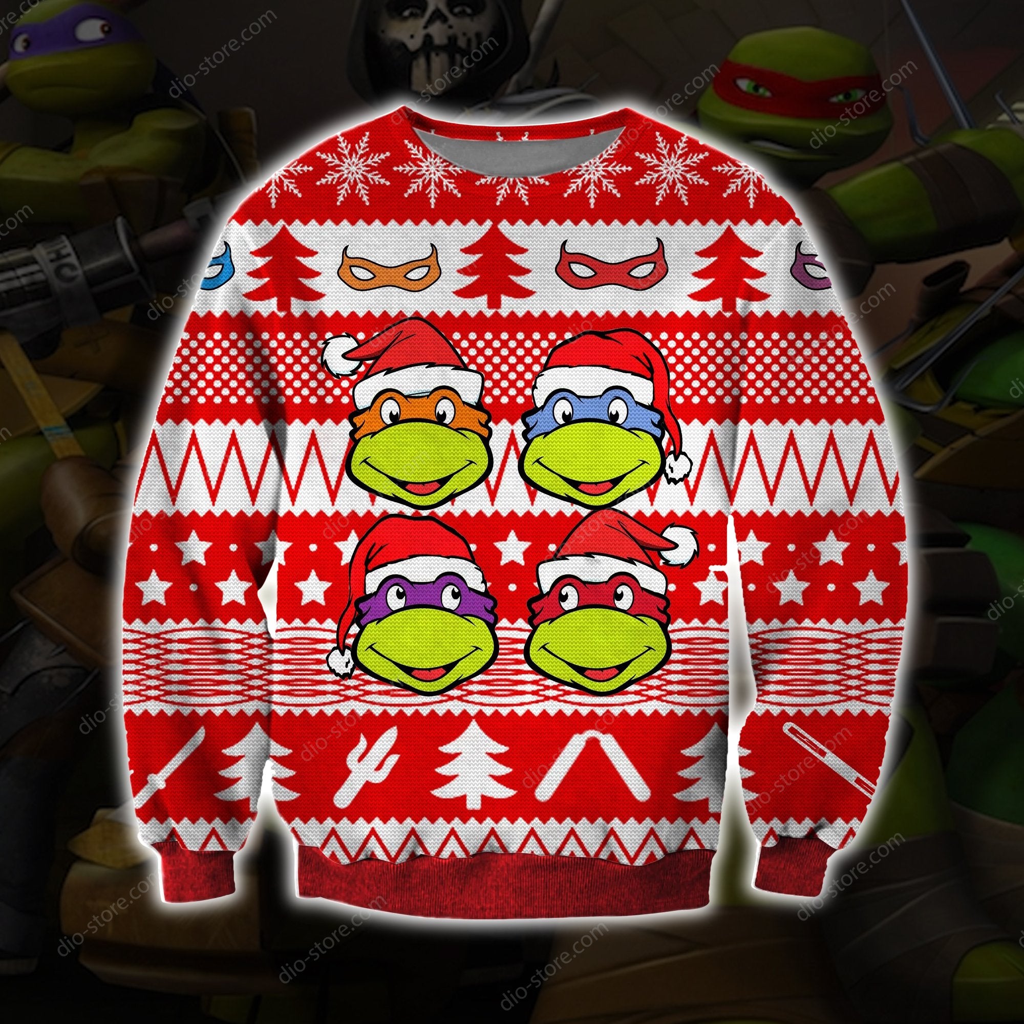 Ninja Turtles Knitting Pattern 3D Print Ugly Christmas Sweater Hoodie All Over Printed Cint10600