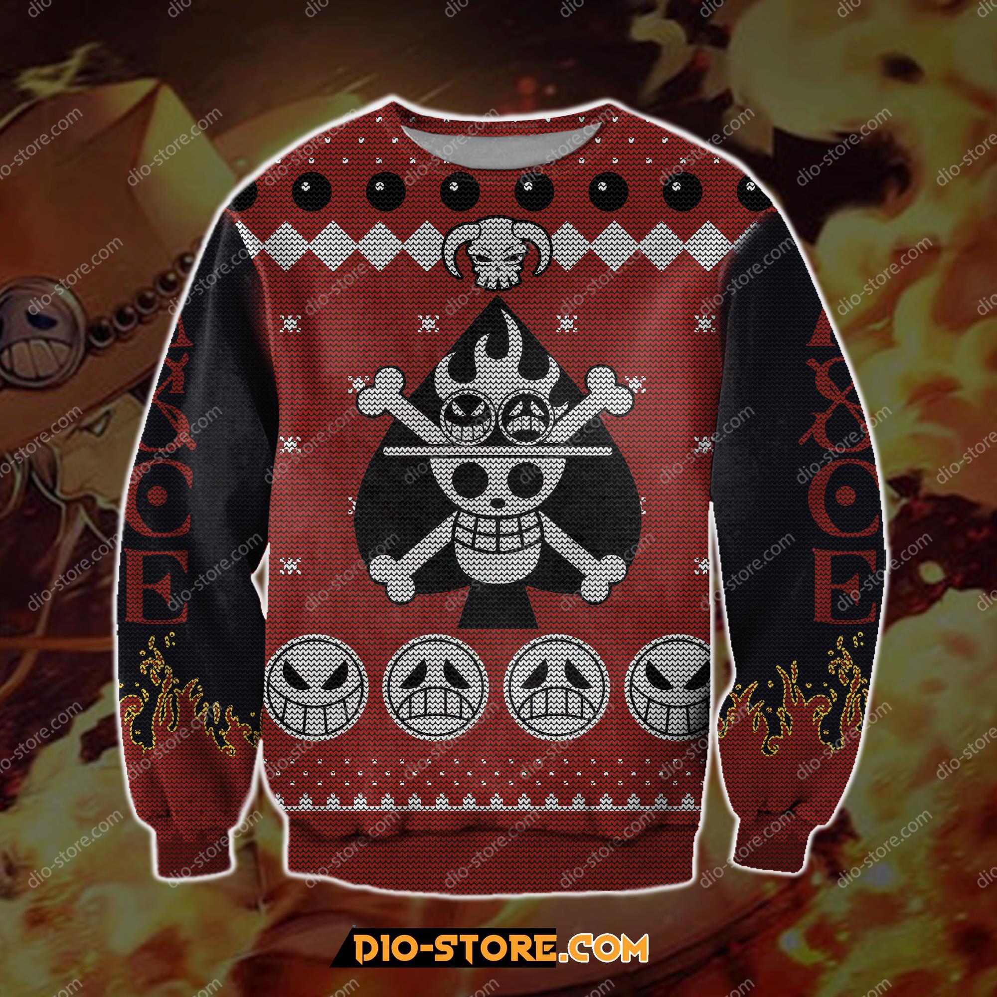 One Piece Ace 3D Print Ugly Christmas Sweatshirt Hoodie All Over Printed Cint10097