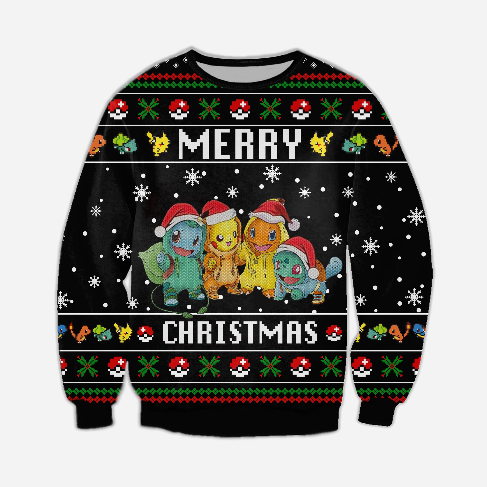 Pokemon Christmas Knitting Pattern 3D Print Ugly Sweater Hoodie All Over Printed Cint10532