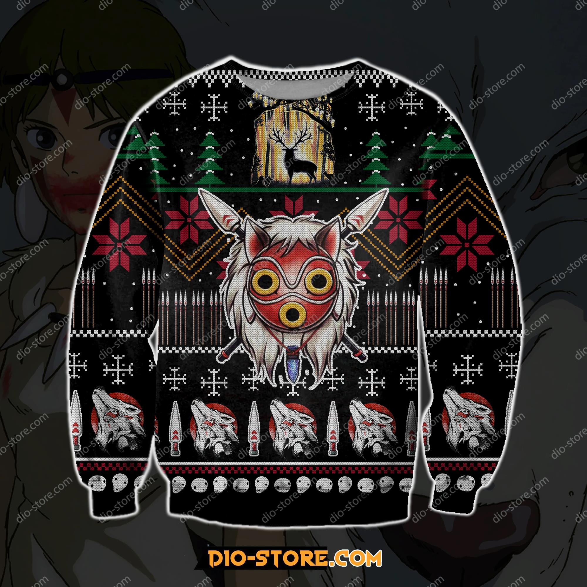 Princess Mononoke Ghibli 3D Print Ugly Christmas Sweater Hoodie All Over Printed Cint10069