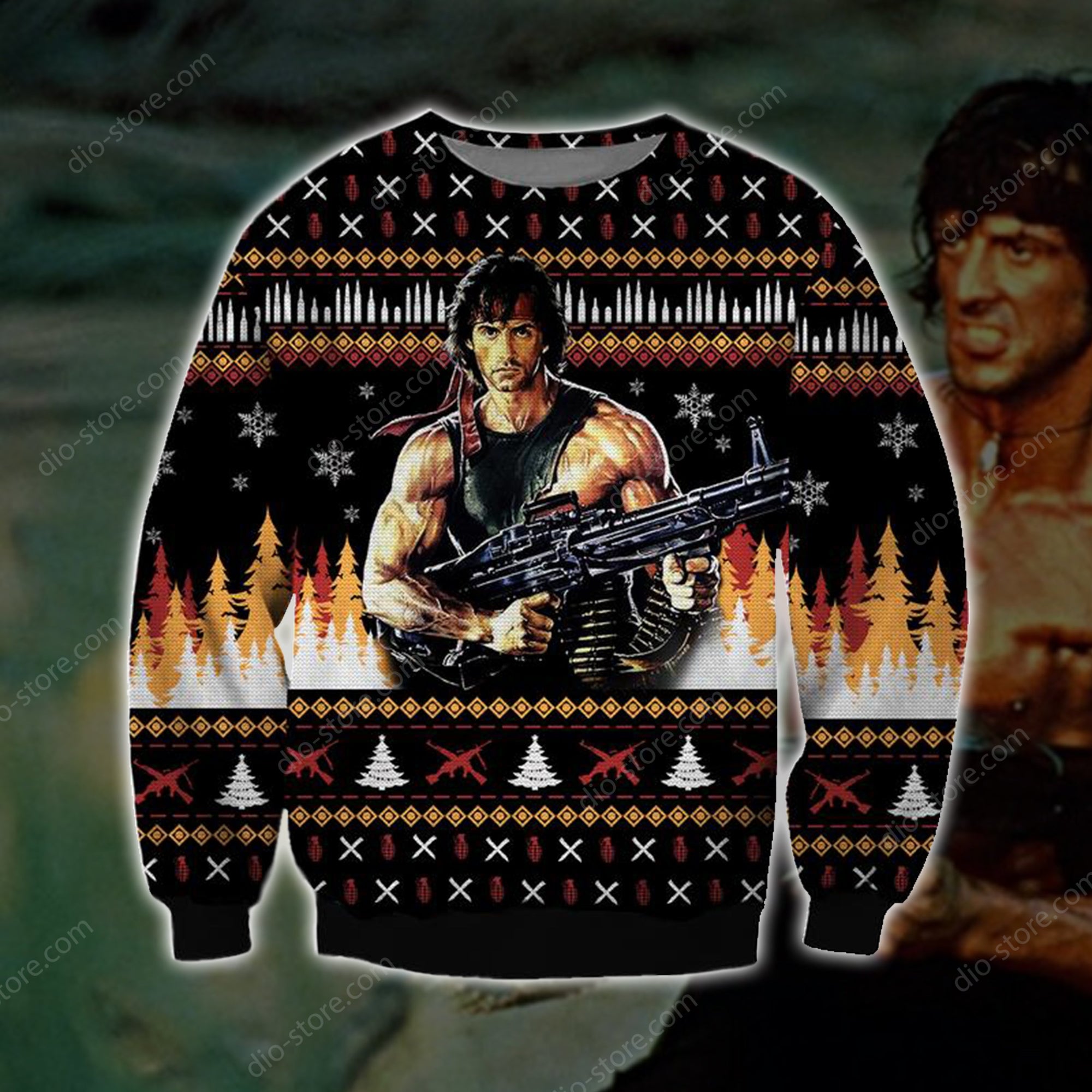 Rambo Knitting Pattern 3D Print Ugly Christmas Sweater Hoodie All Over Printed Cint10586