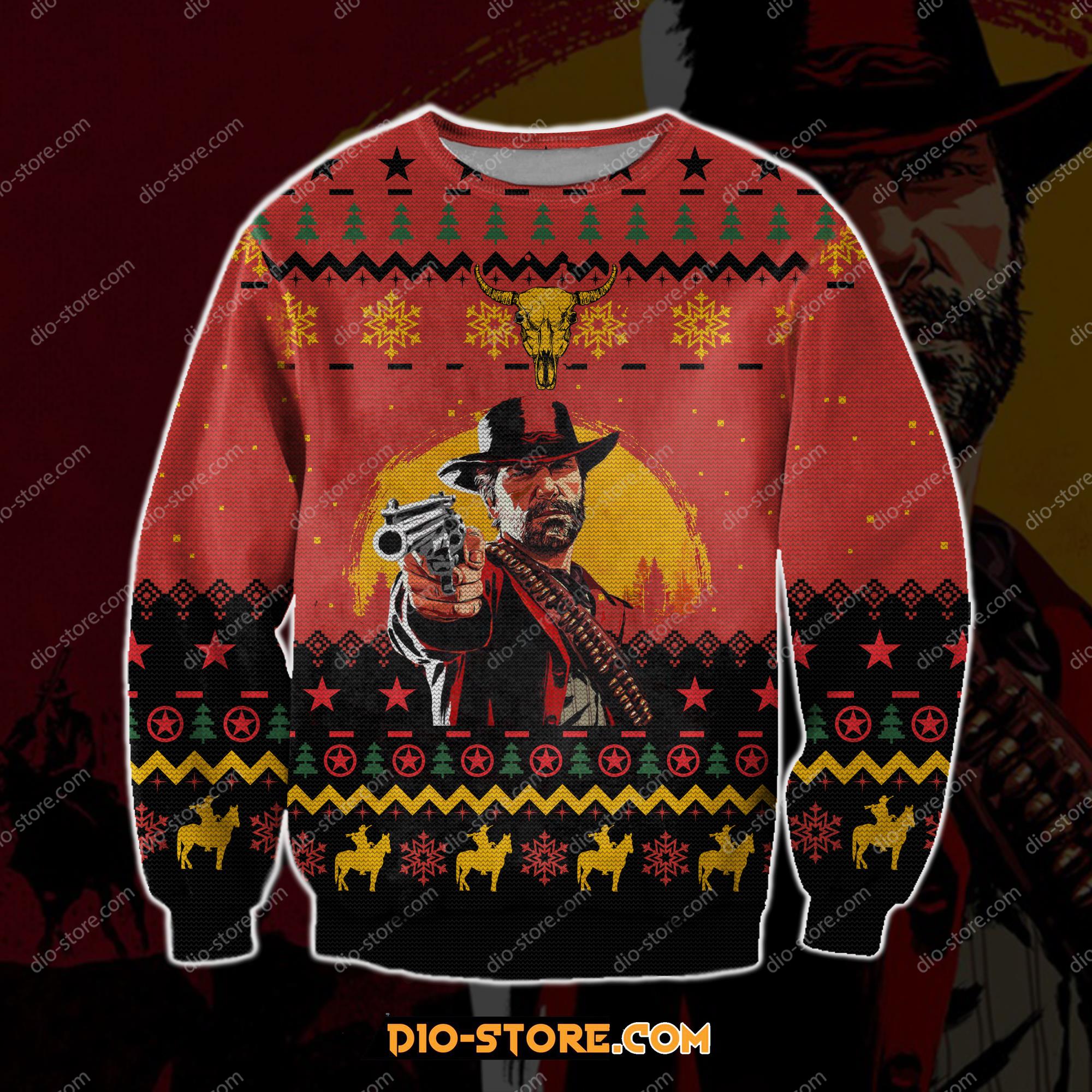 Red Dead Redemption 3D Print Ugly Christmas Sweatshirt Hoodie All Over Printed Cint10101