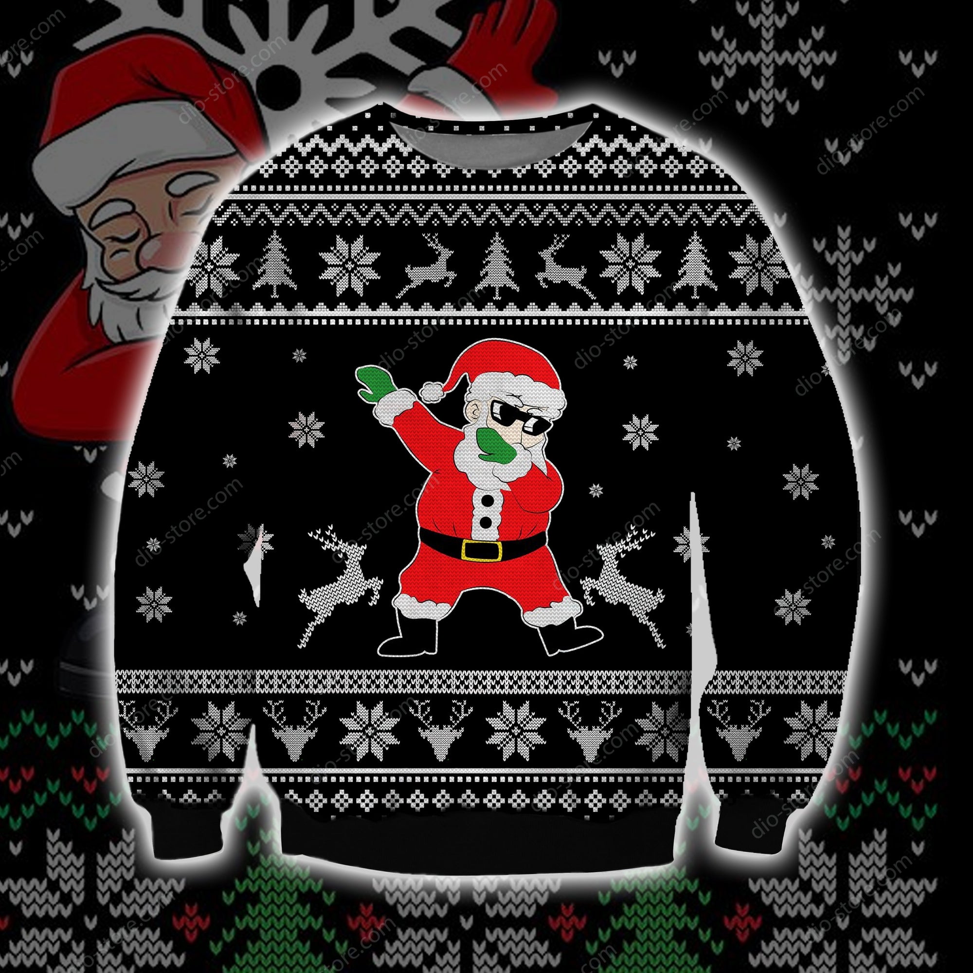 Santa Dabbing Knitting Pattern 3D Print Ugly Christmas Sweater Hoodie All Over Printed Cint10510