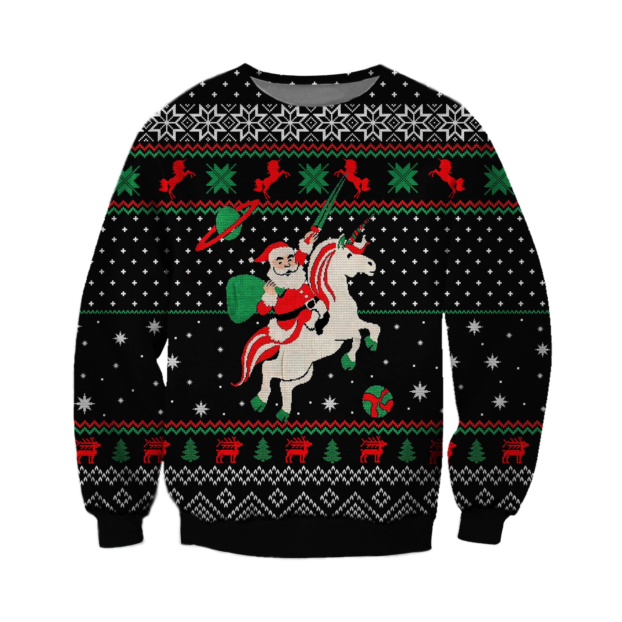 Santa Unicorn Knitting Pattern 3D Print Ugly Christmas Sweater Hoodie All Over Printed Cint10599 1
