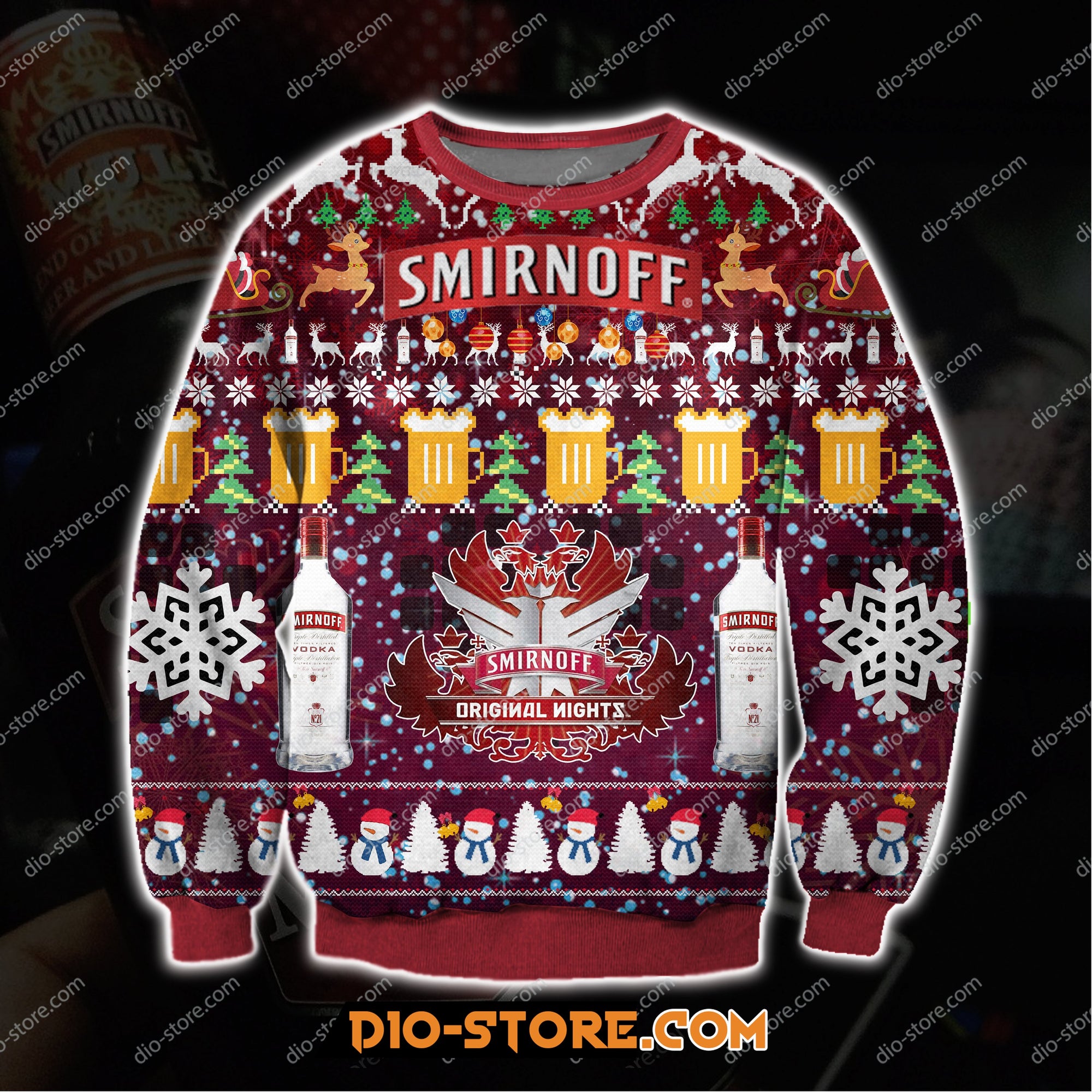 Smirnoff Vodka Wine Knitting Pattern 3D Print Ugly Sweater 1 Hoodie All Over Printed Cint10423