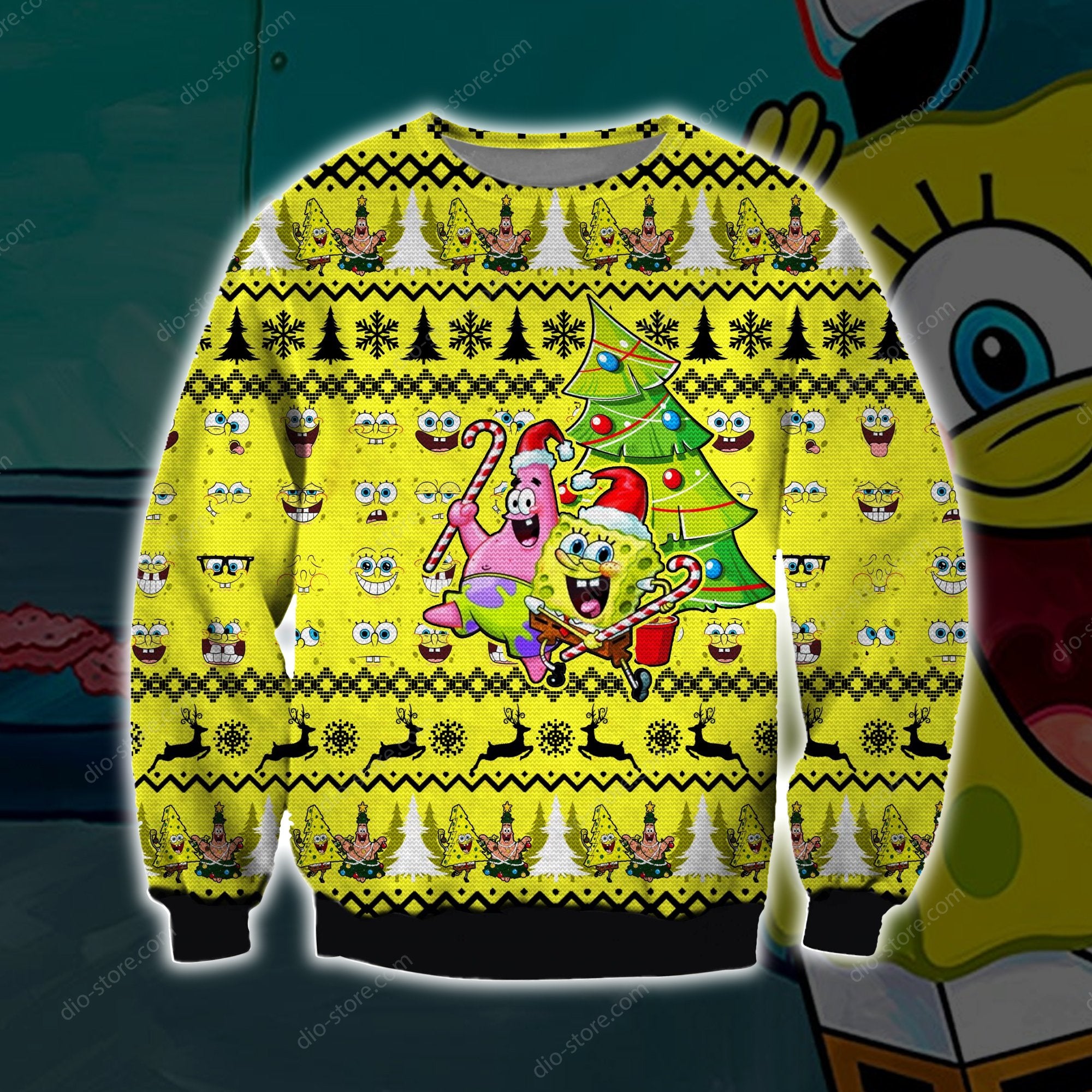 Spongebob Knitting Pattern 3D Print Ugly Christmas Sweater Hoodie All Over Printed Cint10593