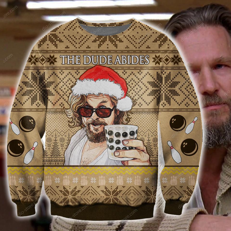 The Dude Abides Knitting Pattern 3D Print Ugly Christmas Sweater Hoodie All Over Printed Cint10701