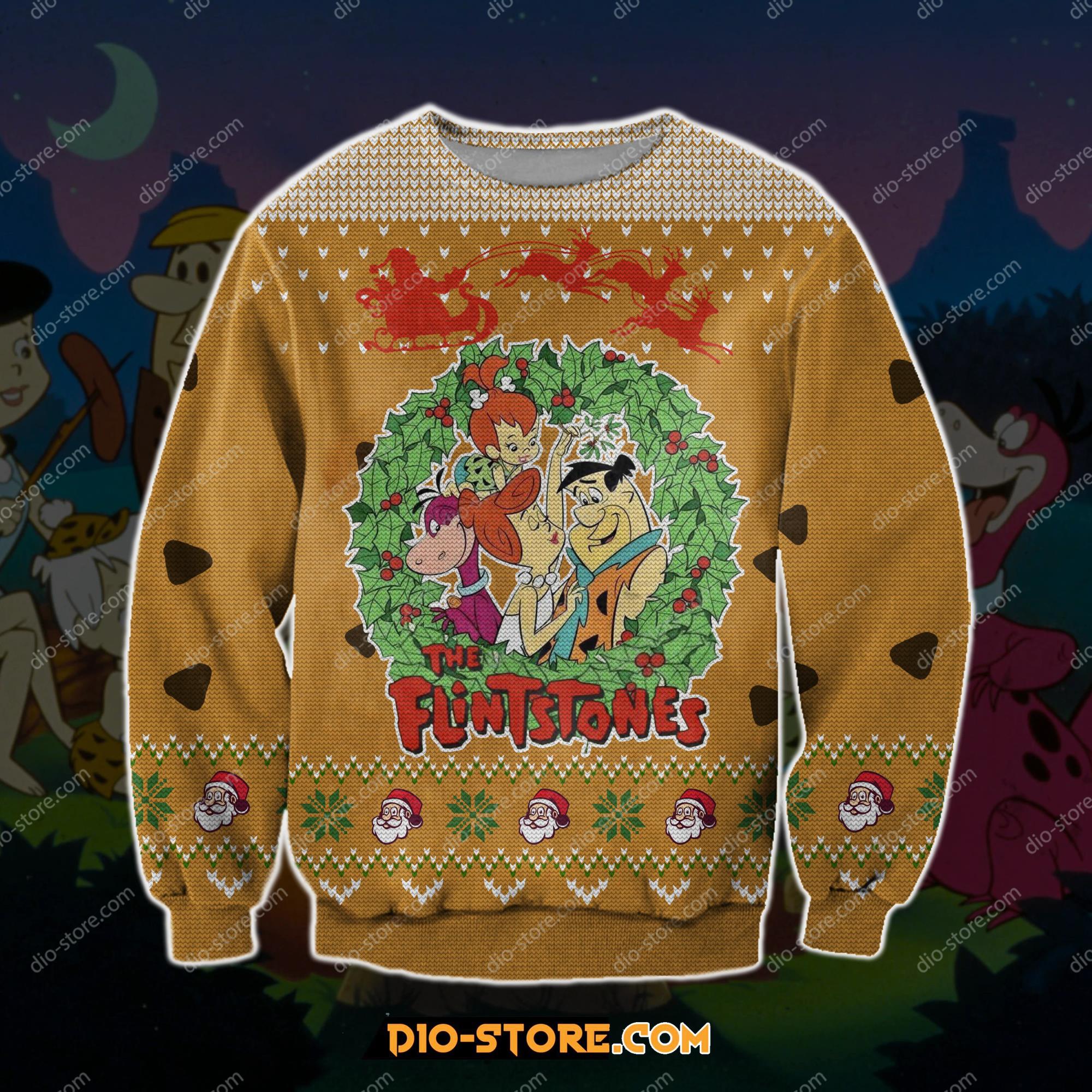 The Flintstones 3D Print Ugly Christmas Sweatshirt Hoodie All Over Printed Cint10091