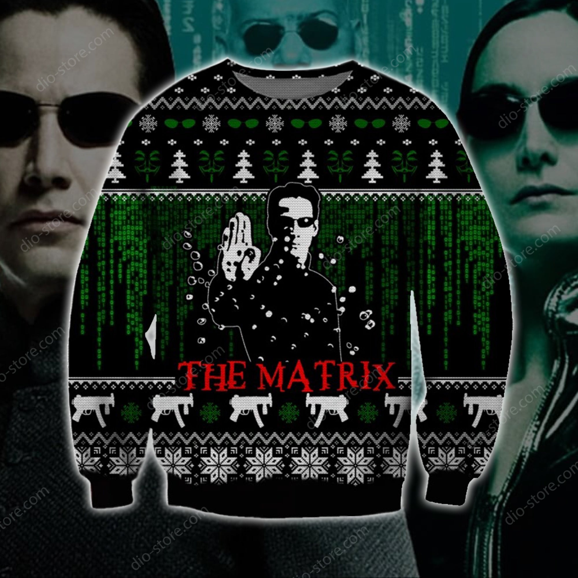 The Matrix Knitting Pattern 3D Print Ugly Christmas Sweater Hoodie All Over Printed Cint10688