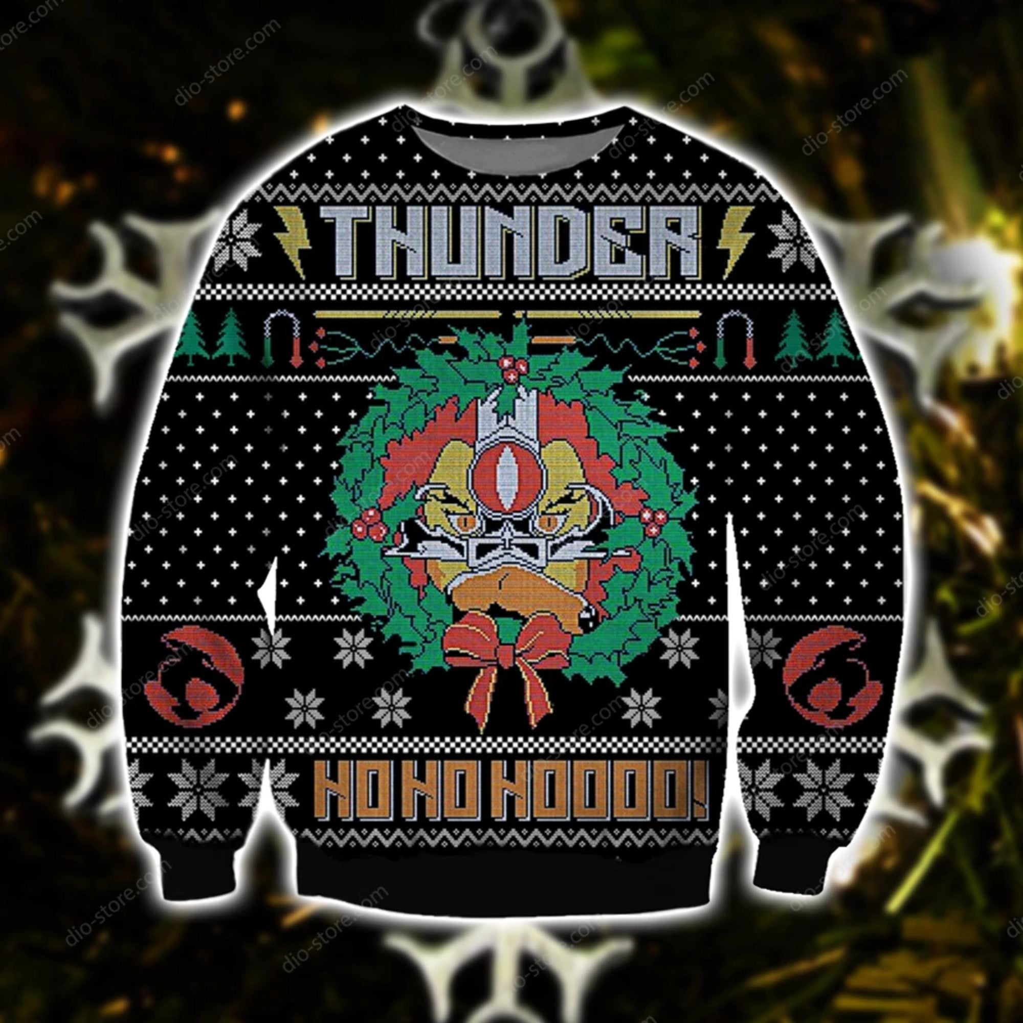 Thunder Ho Ho Ho Knitting Pattern 3D Print Ugly Christmas Sweater Hoodie All Over Printed Cint10577