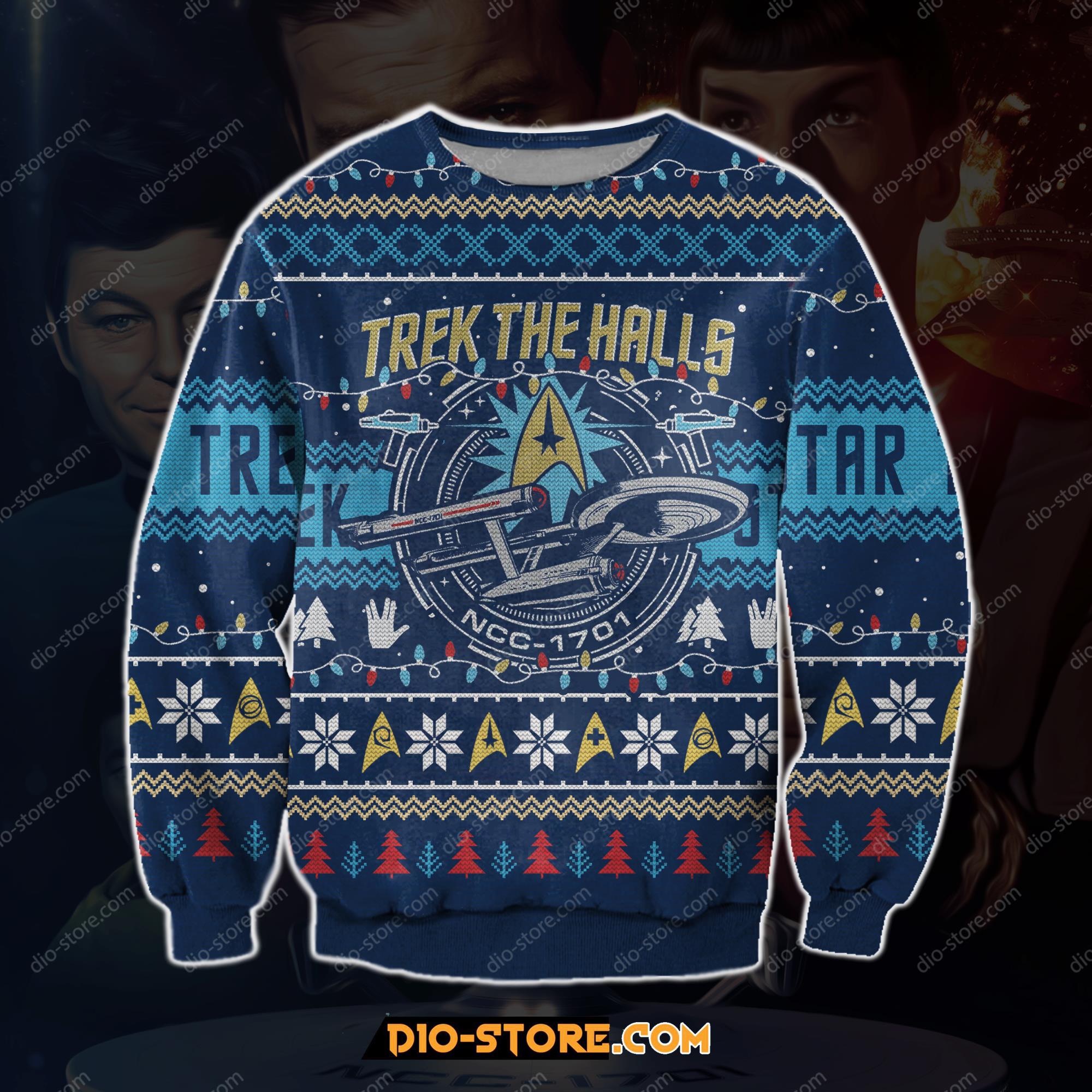 Trek The Halls 3D Print Ugly Christmas Sweatshirt Hoodie All Over Printed Cint10076