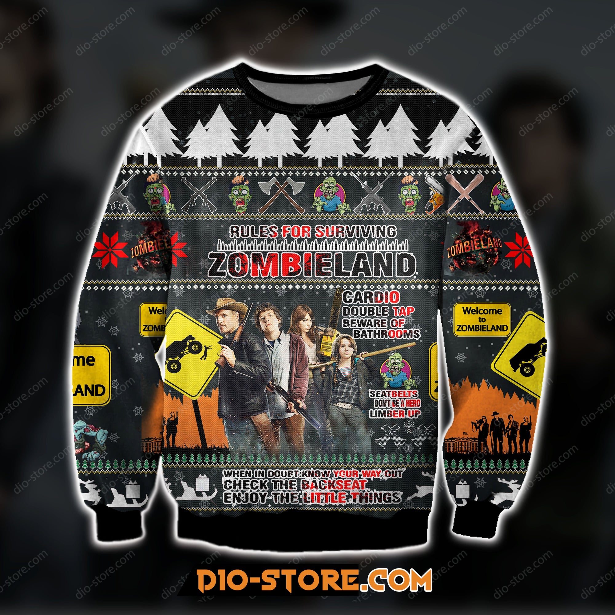 Zombieland 3D Print Knitting Pattern Ugly Christmas Sweatshirt Hoodie All Over Printed Cint10225