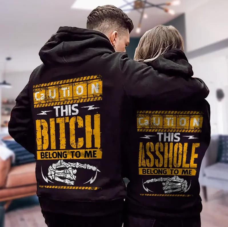 Asshole&Bitch Hoodie Gifts For Couple Lover Matching