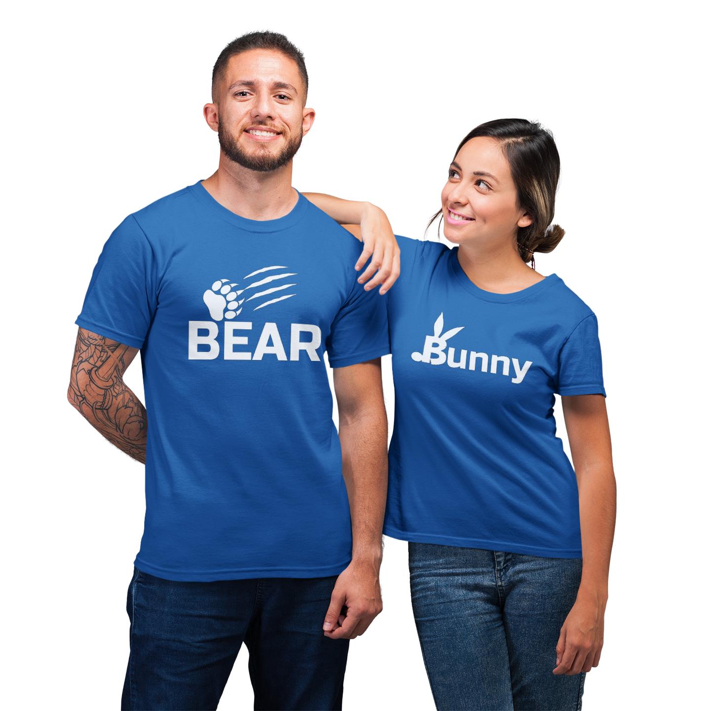 Bear Bunny Unisex For Couple Love Matching T-Shirt