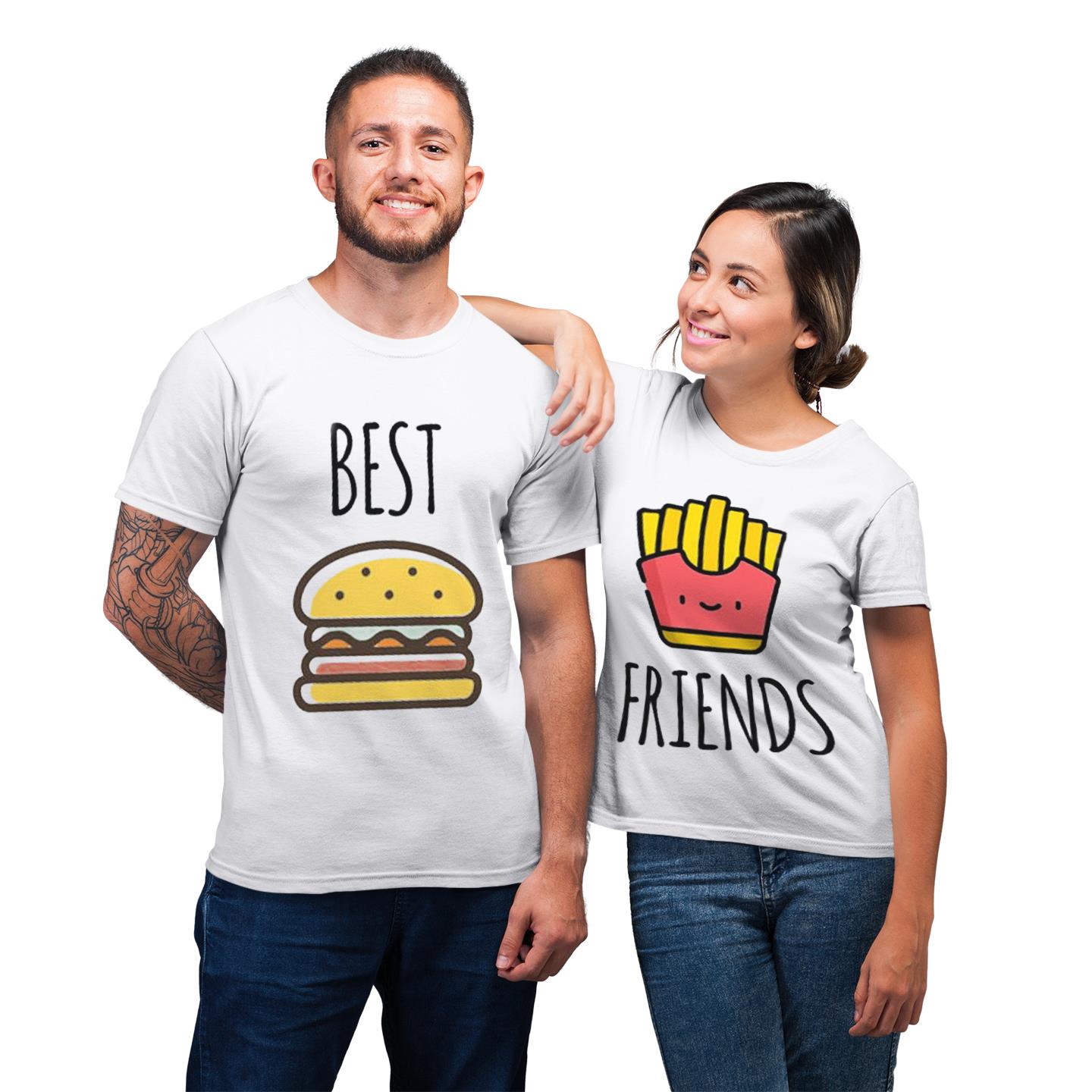 Bestfriend French Fries And Hamburger His Her Shirt For Couples Friend Matching T-shirt