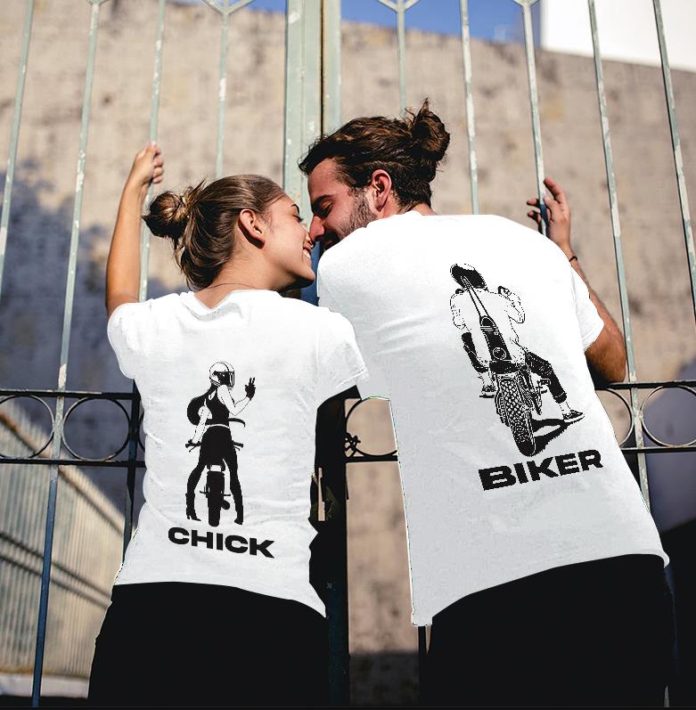 Biker & Chick Matching Couple T-shirts