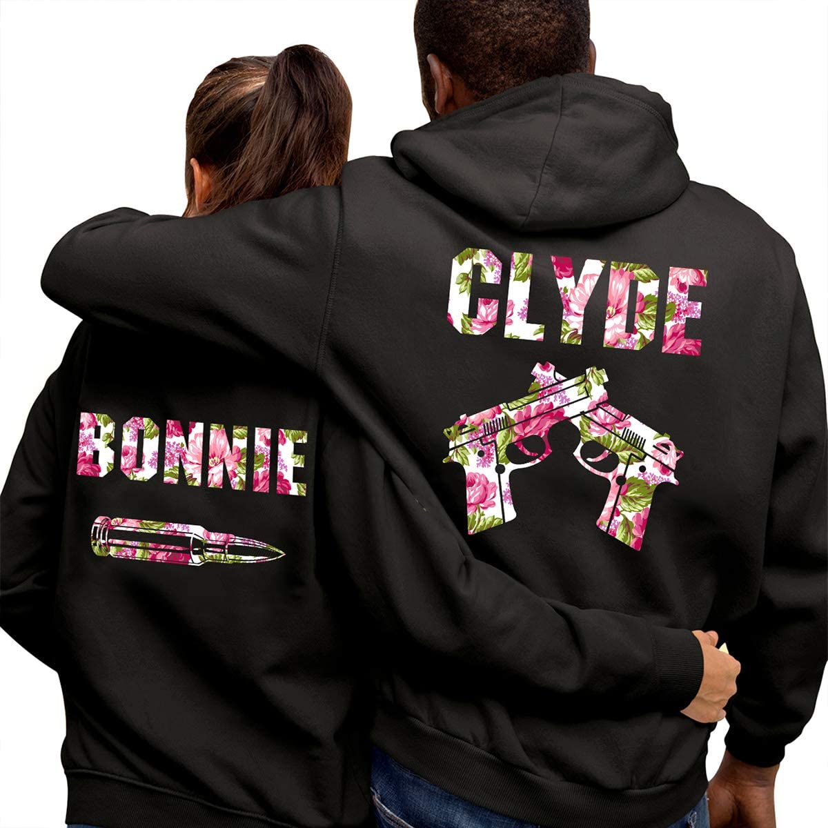 Bonnie and Clyde Crime Partners Flower Hoodie For Matching Couple
