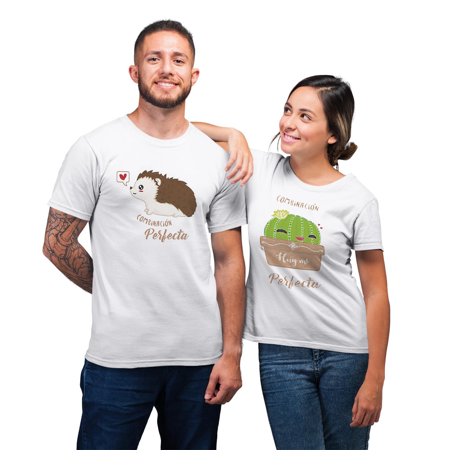 Cactus And Hedgehog Matching Couple T-shirts