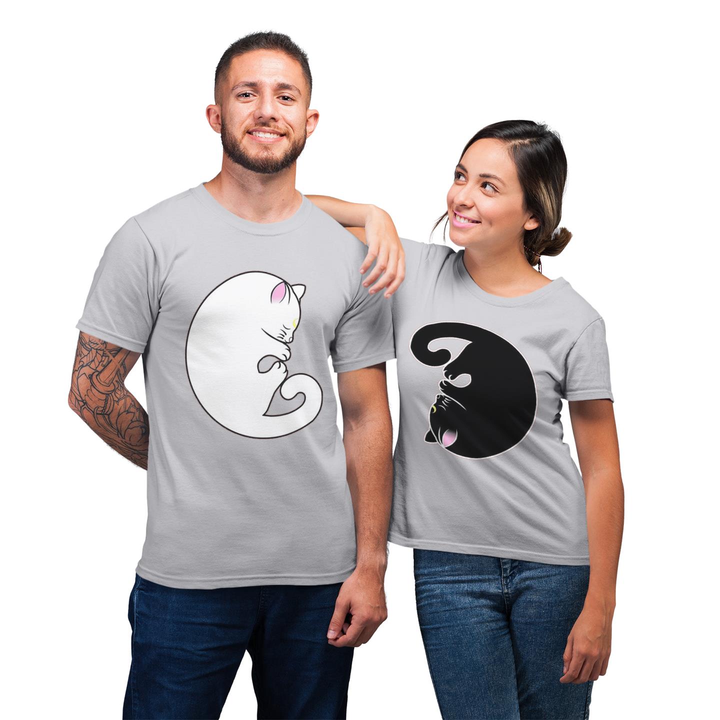 Cat Couple Love Cat Matching His And Hers Gift T- Shirt