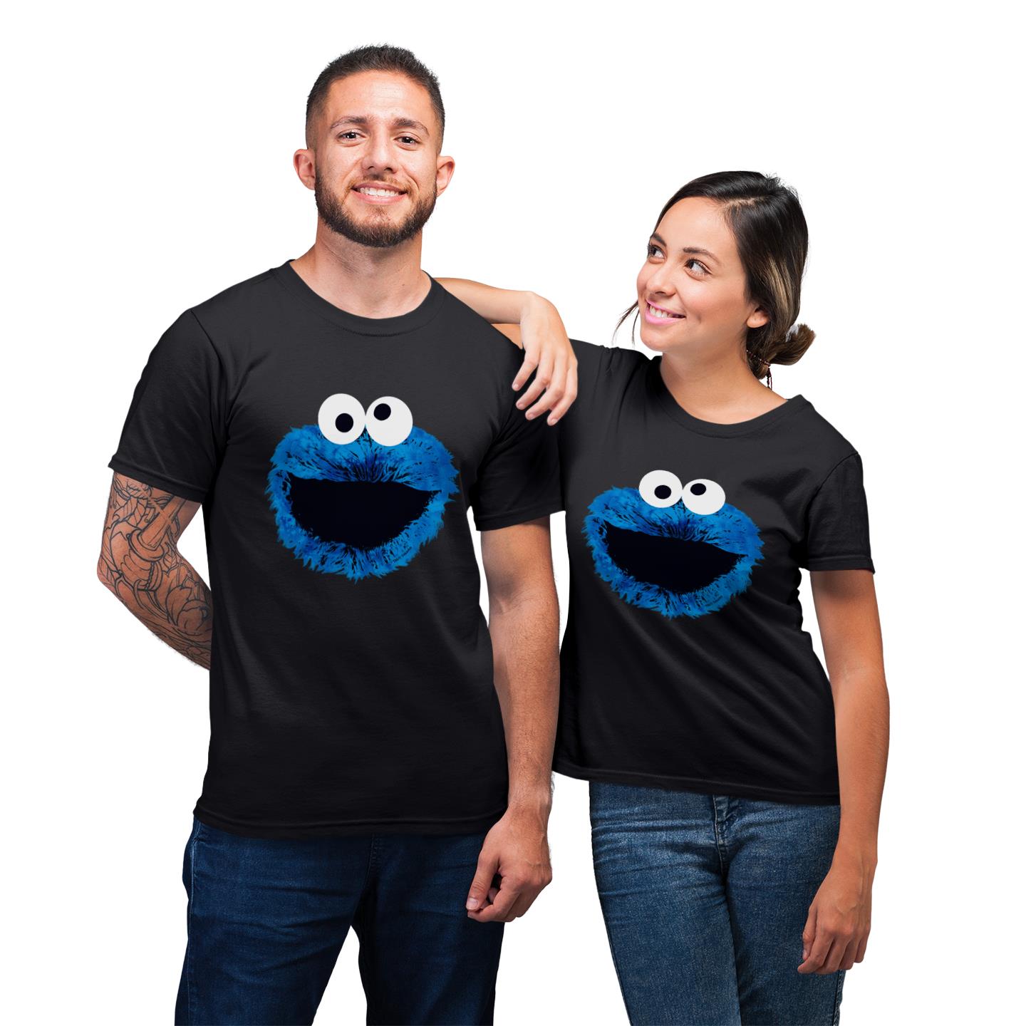 Cookie Monster Watercolor Trend T-Shirt For Couple