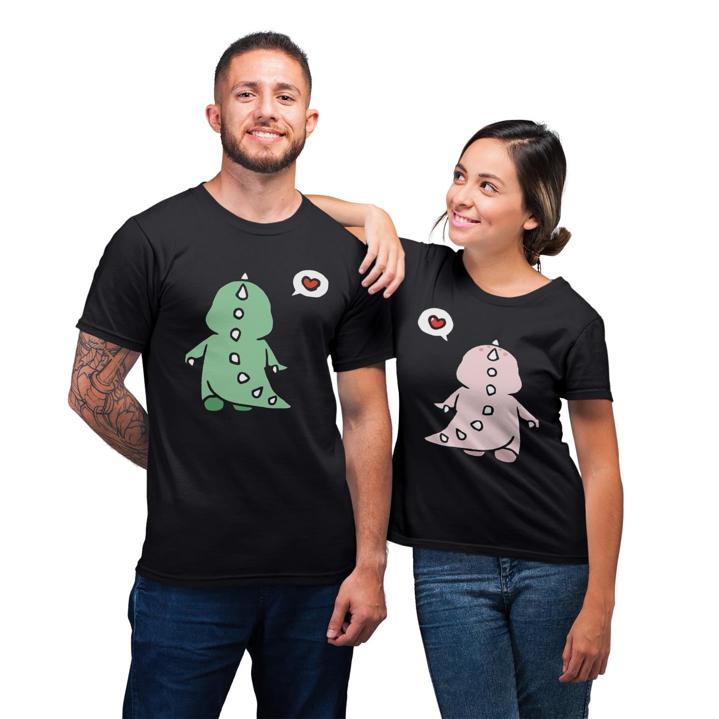 Couple Dinosaur Dino Couples Honeymoon Matching Husband and Wife Gift T-shirt