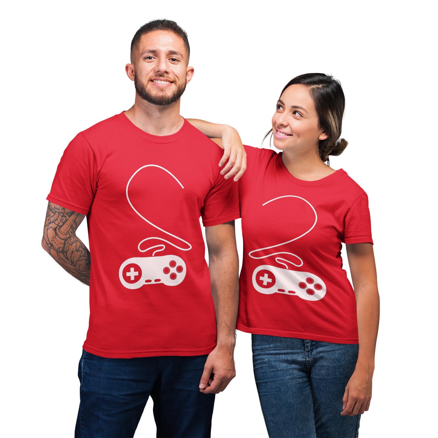 Couple For Gamer Lover Matching Heart T-shirt