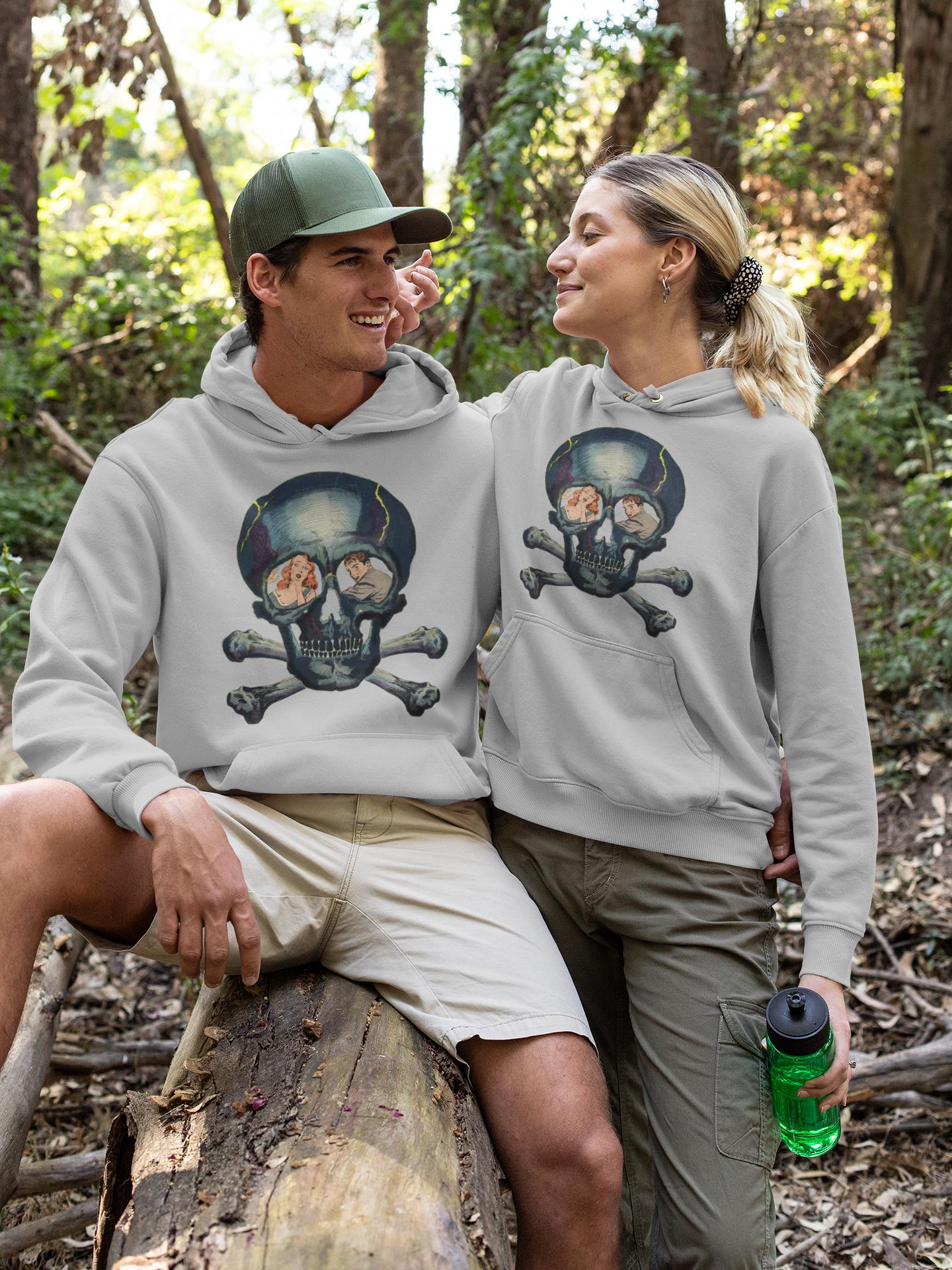 Couple In Skull Horror Comic Hoodie For Marching Lover
