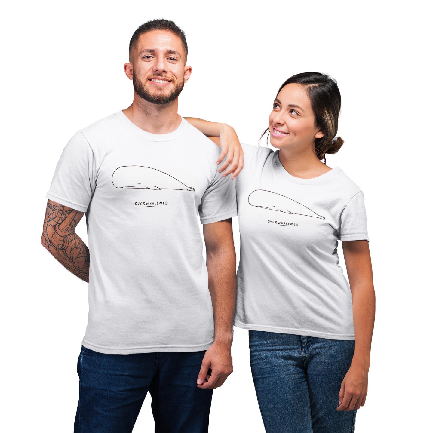 Couple Overwhalemed Funny Shirt For Couple Lover Matching T-shirt