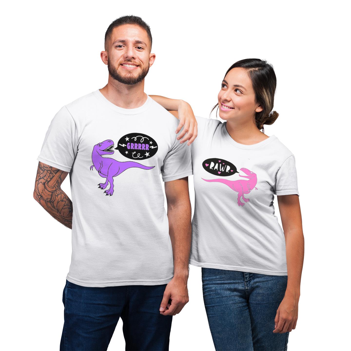 Couples Dinosaur His And Her Shirt For Lover Matching T-shirt