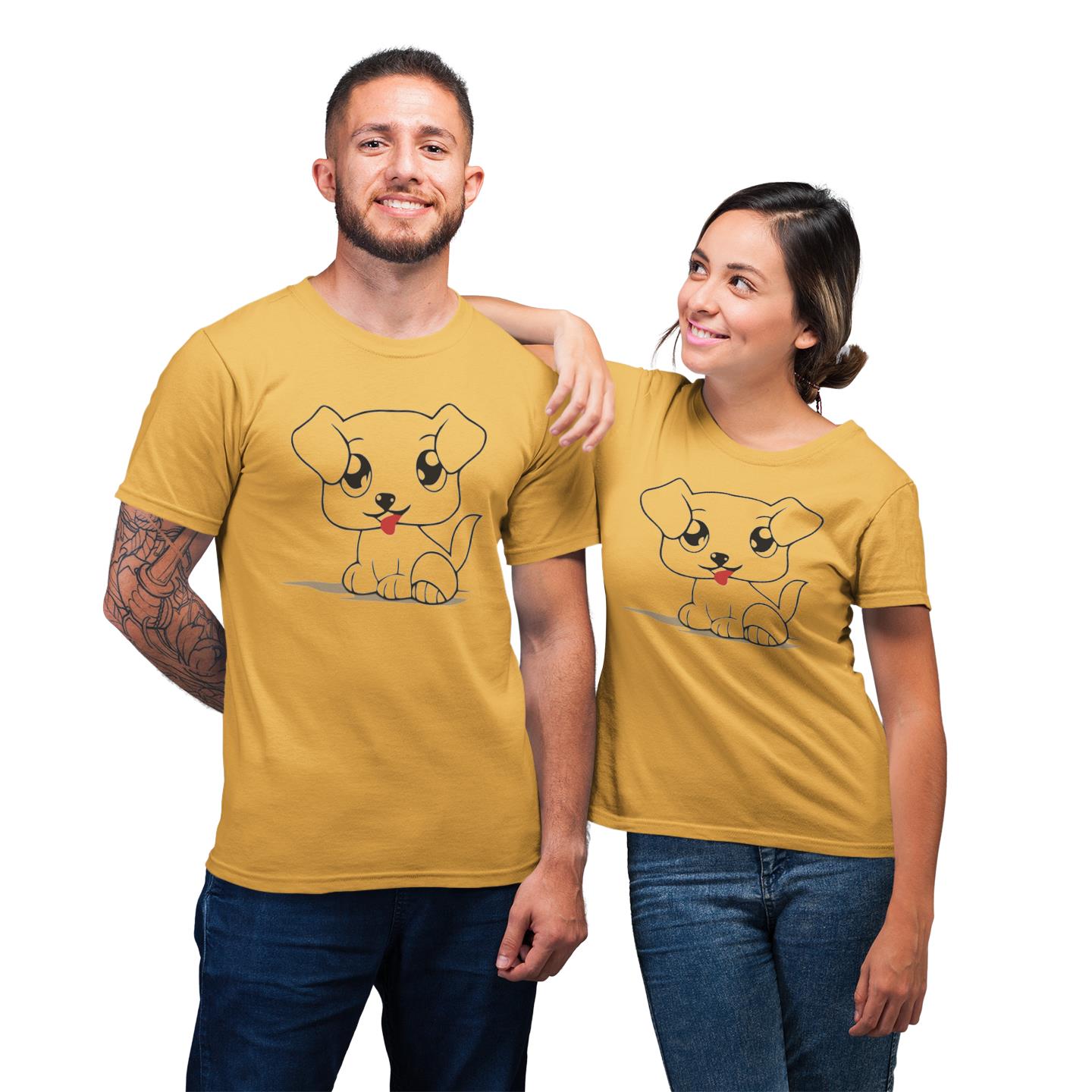 Cute Lovely Dog For  Couples Lover Matching T-Shirt