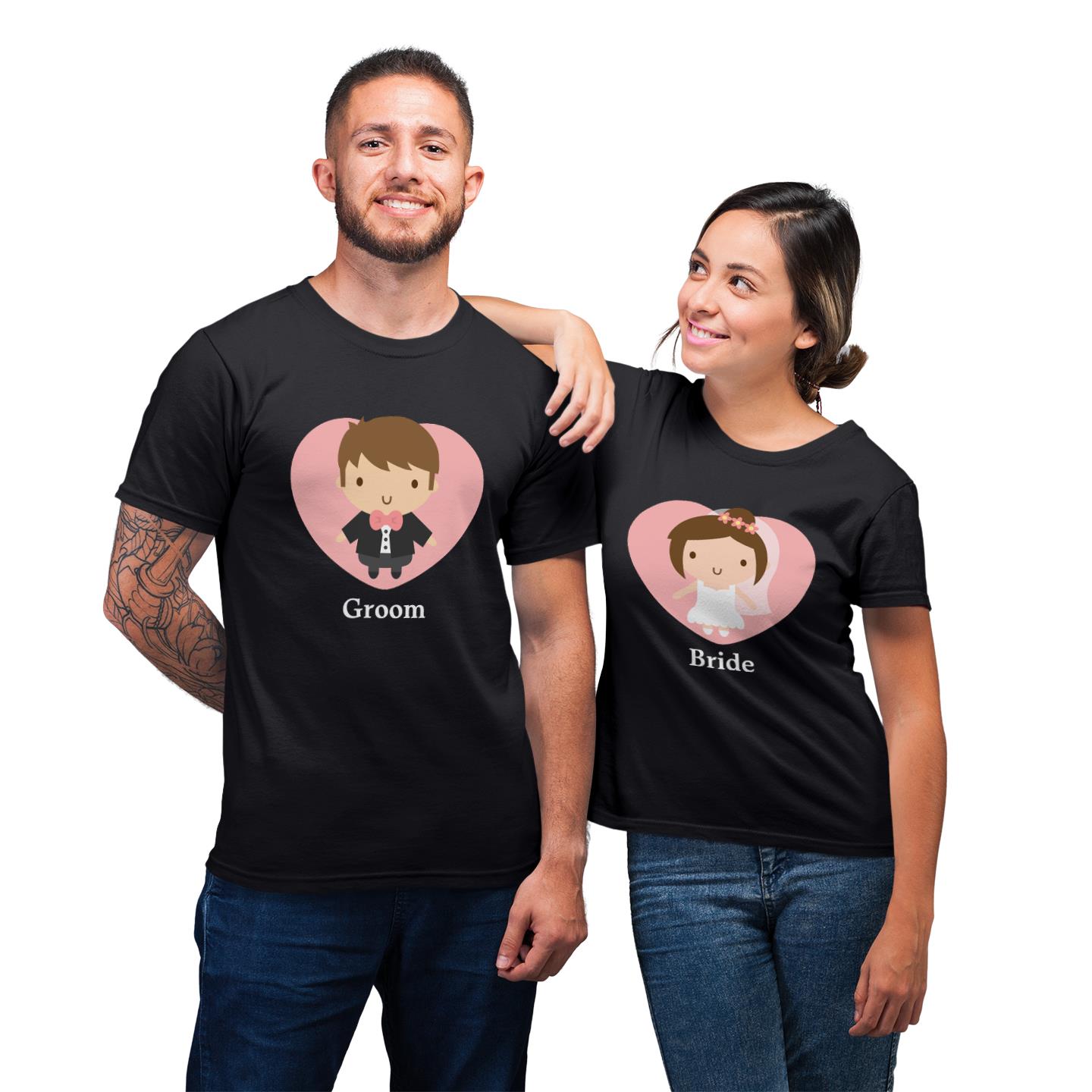 Cute Wedding Bride And Groom Boy In Tuxedo T-Shirt For Couple