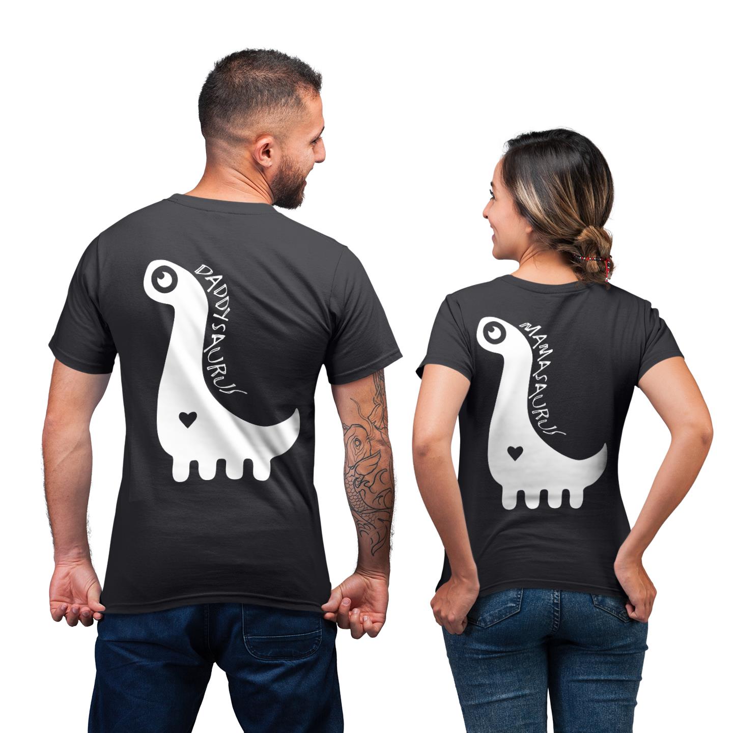 Daddy Mama Dinosaurus Funny Shirt For Couple Matching T-shirt