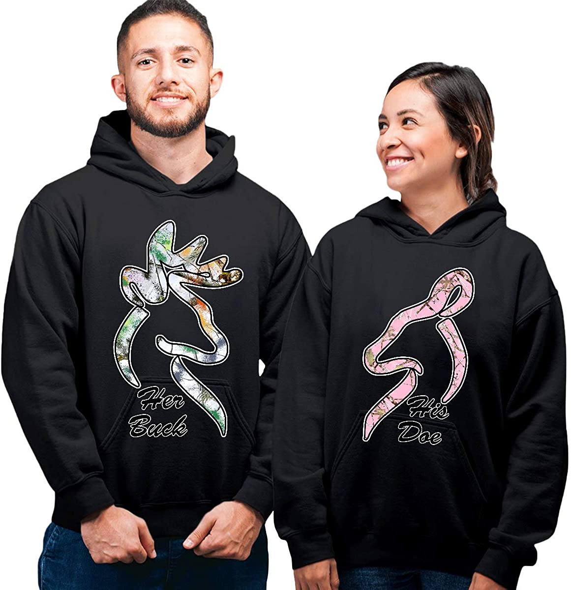 Deer Hunting Couple Her Buck and His Doe Hoodie Gifts For Couple Lover Matching